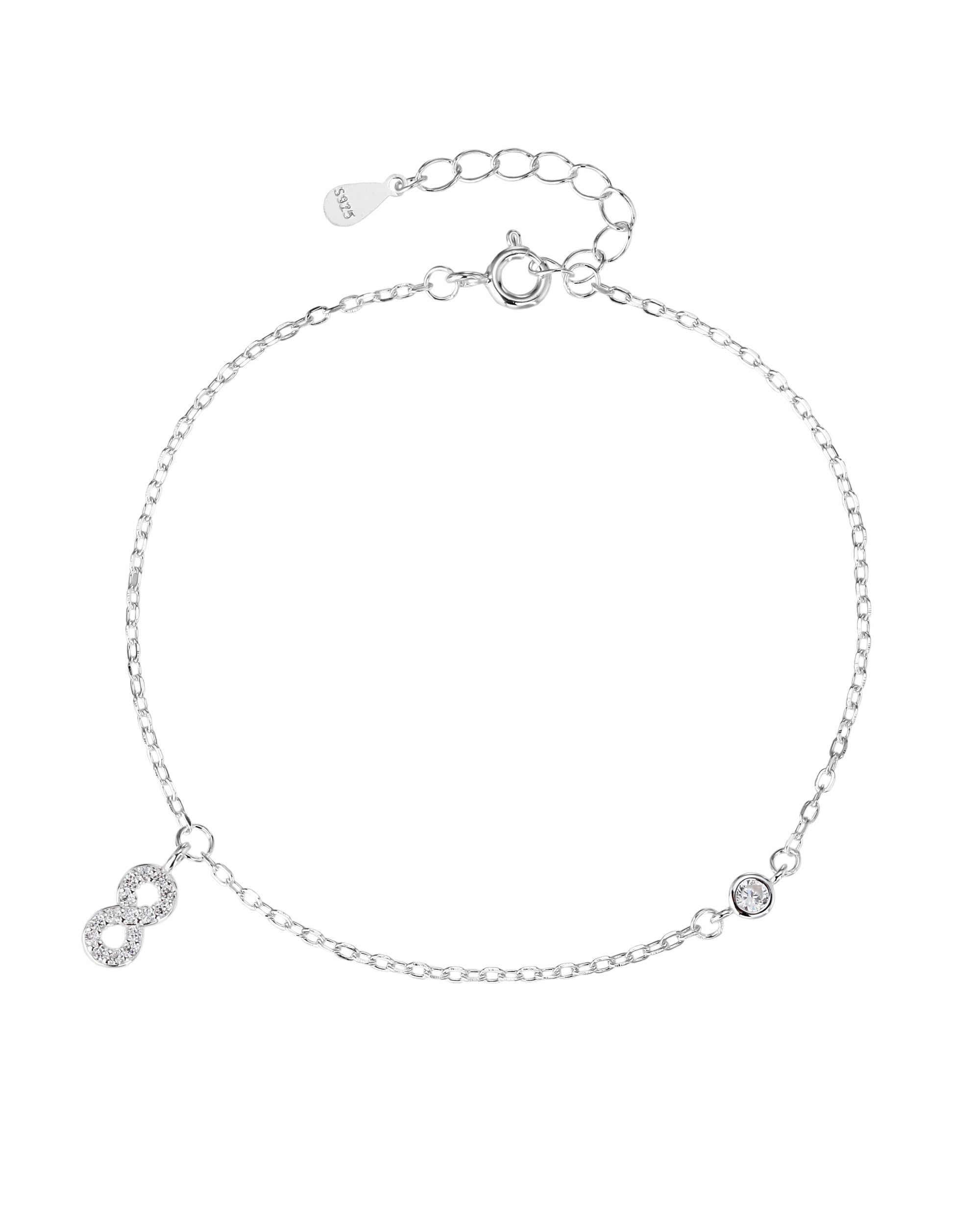 Pulsera sencilla de infinito con circonia blanca 17+3cm en plateado