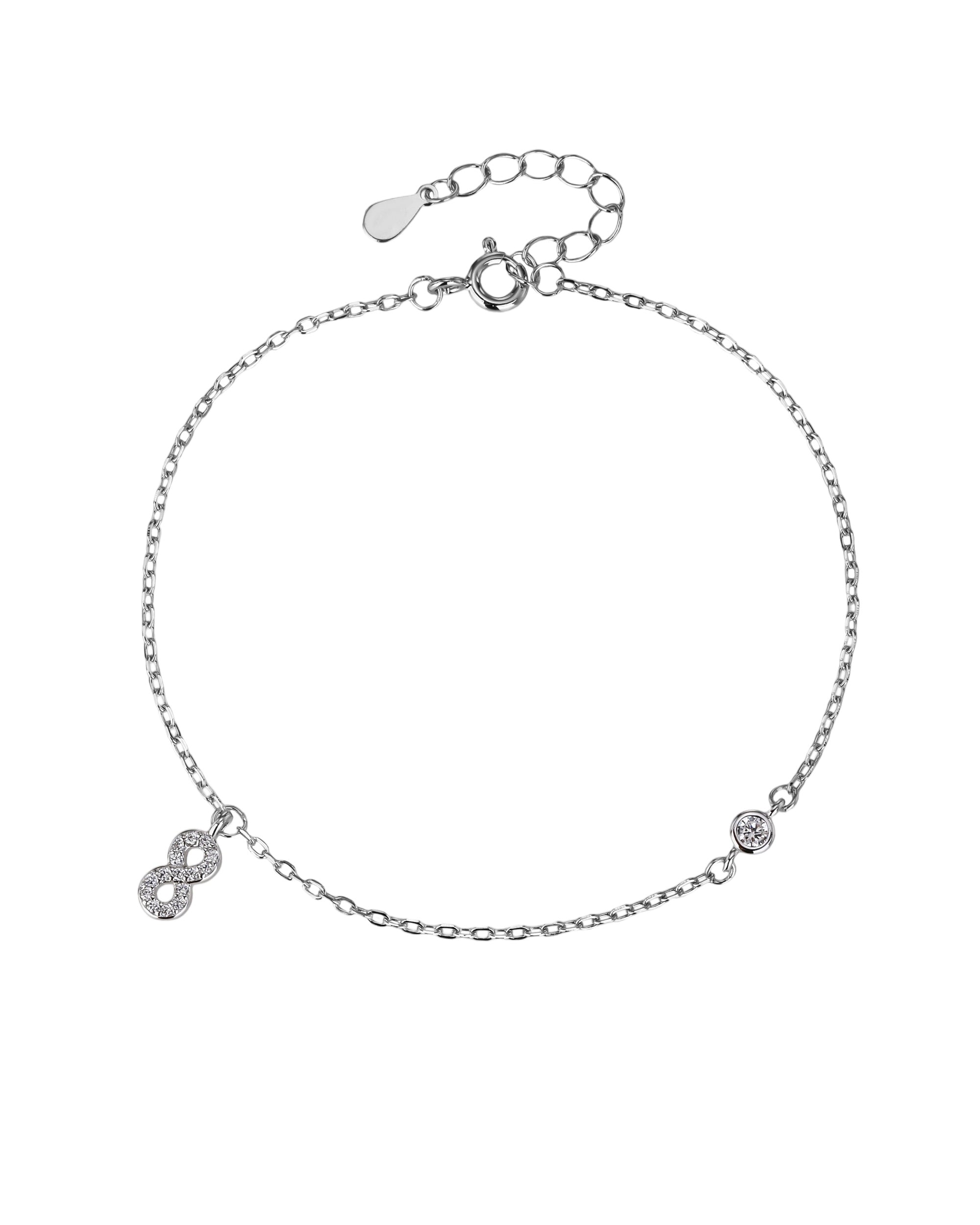 Pulsera sencilla de infinito con circonia blanca 17+3cm en rodizado