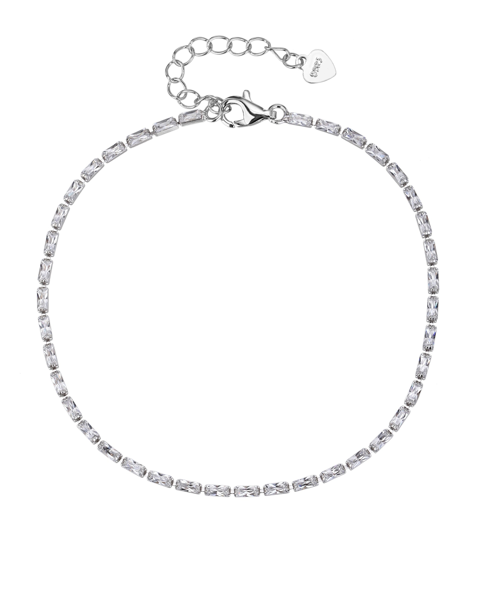 Pulsera tenis 1.5x3mm baguette con circonia blanca de 17+3cm en plateado