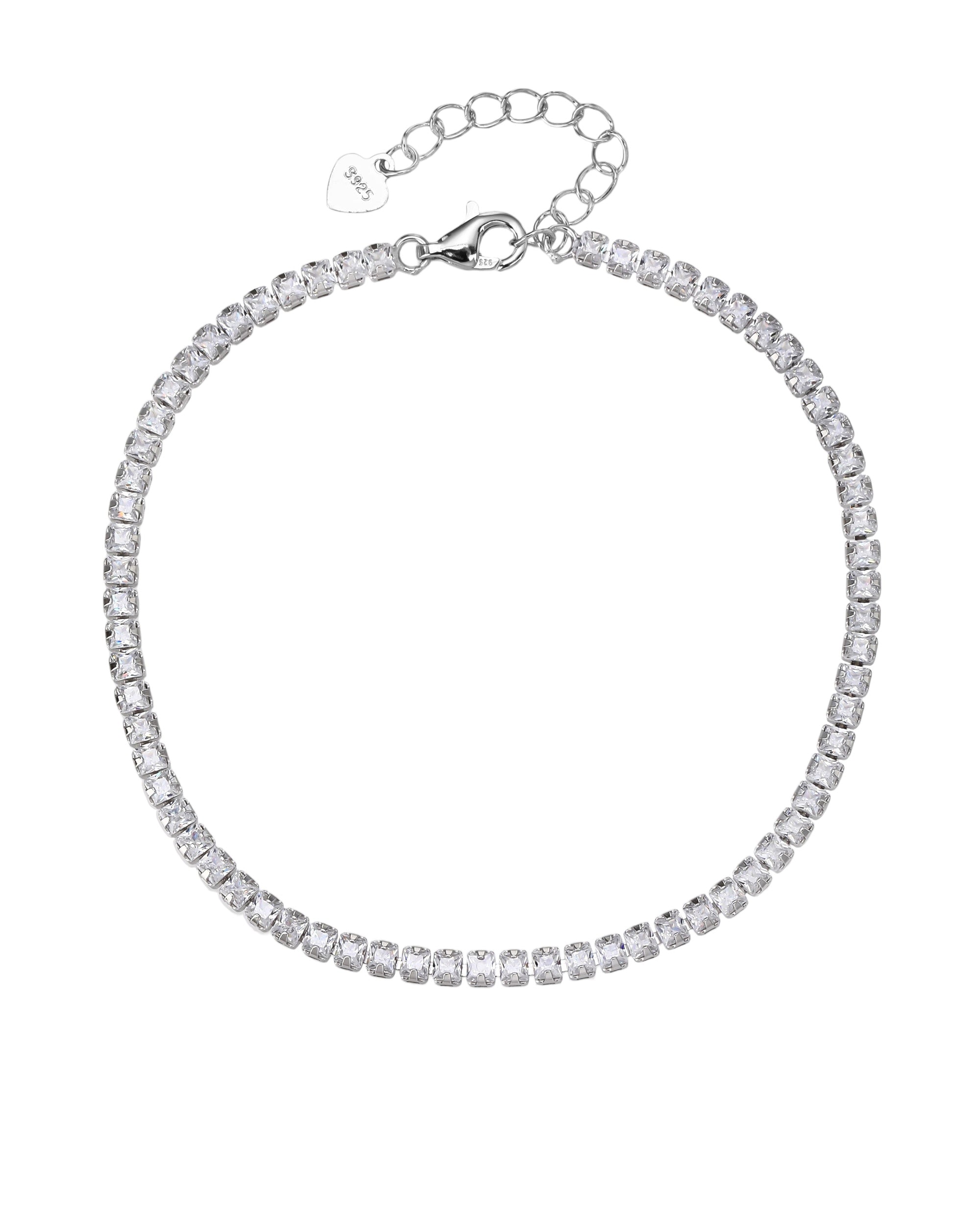Pulsera tenis 2mm cuadrado con circonia blanca de 17+3cm en rodizado