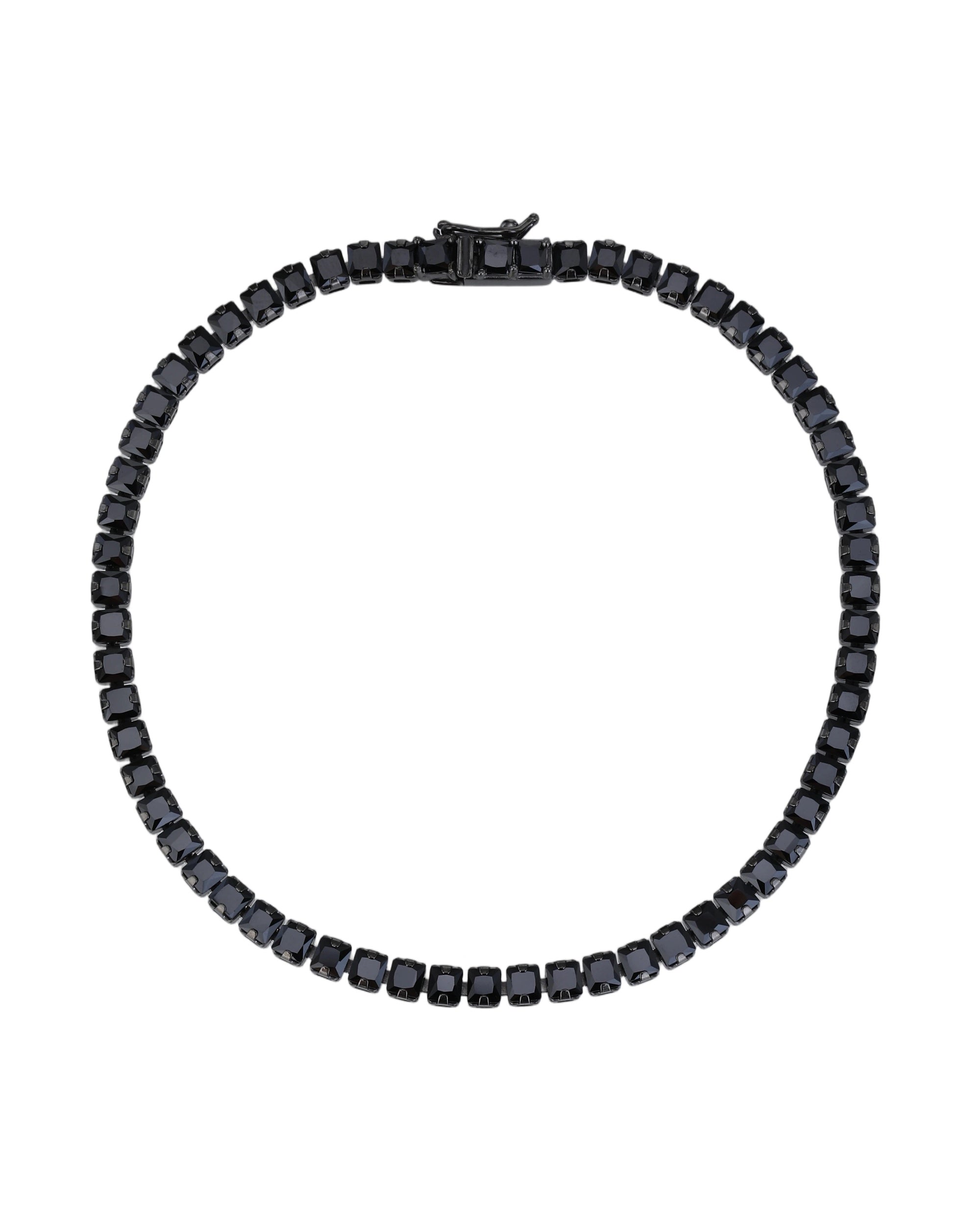 Pulsera tenis 2.5mm cuadrado con circonia negro de 17+3cm en rodio negro