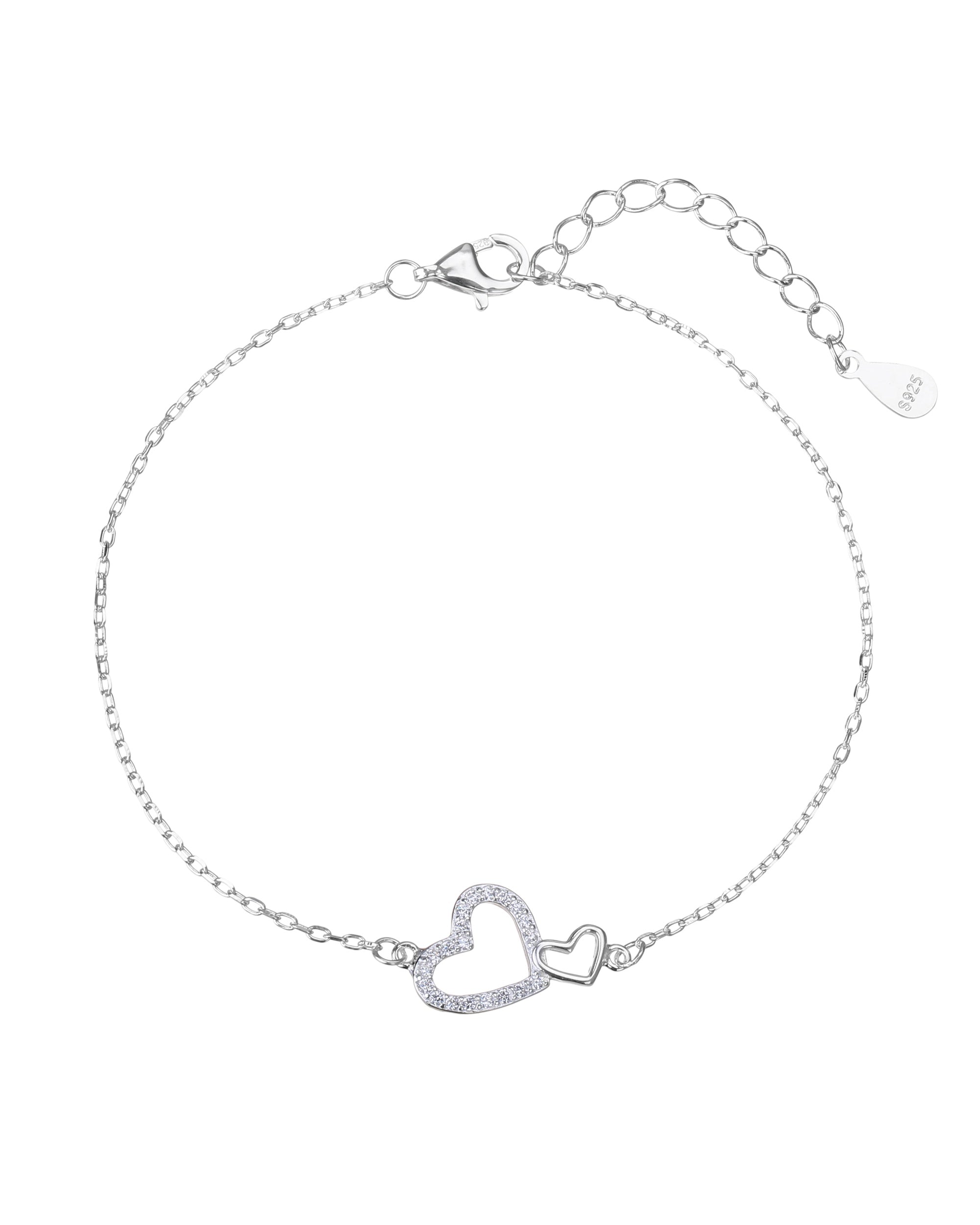Pulsera de corazones con circonia blanca de 17+3cm en plateado