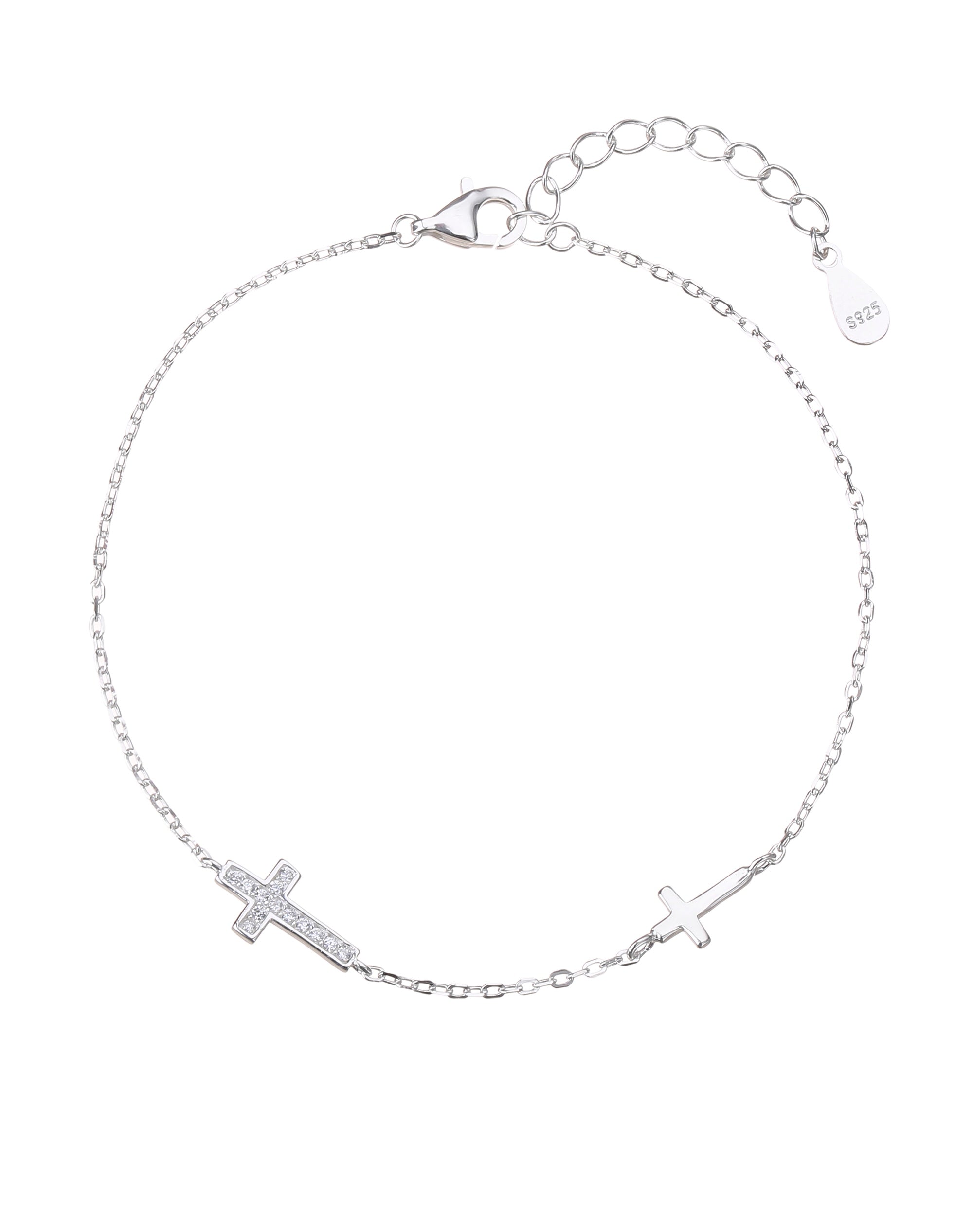 Pulsera de cruces con circonia blanca de 17+3cm en plateado