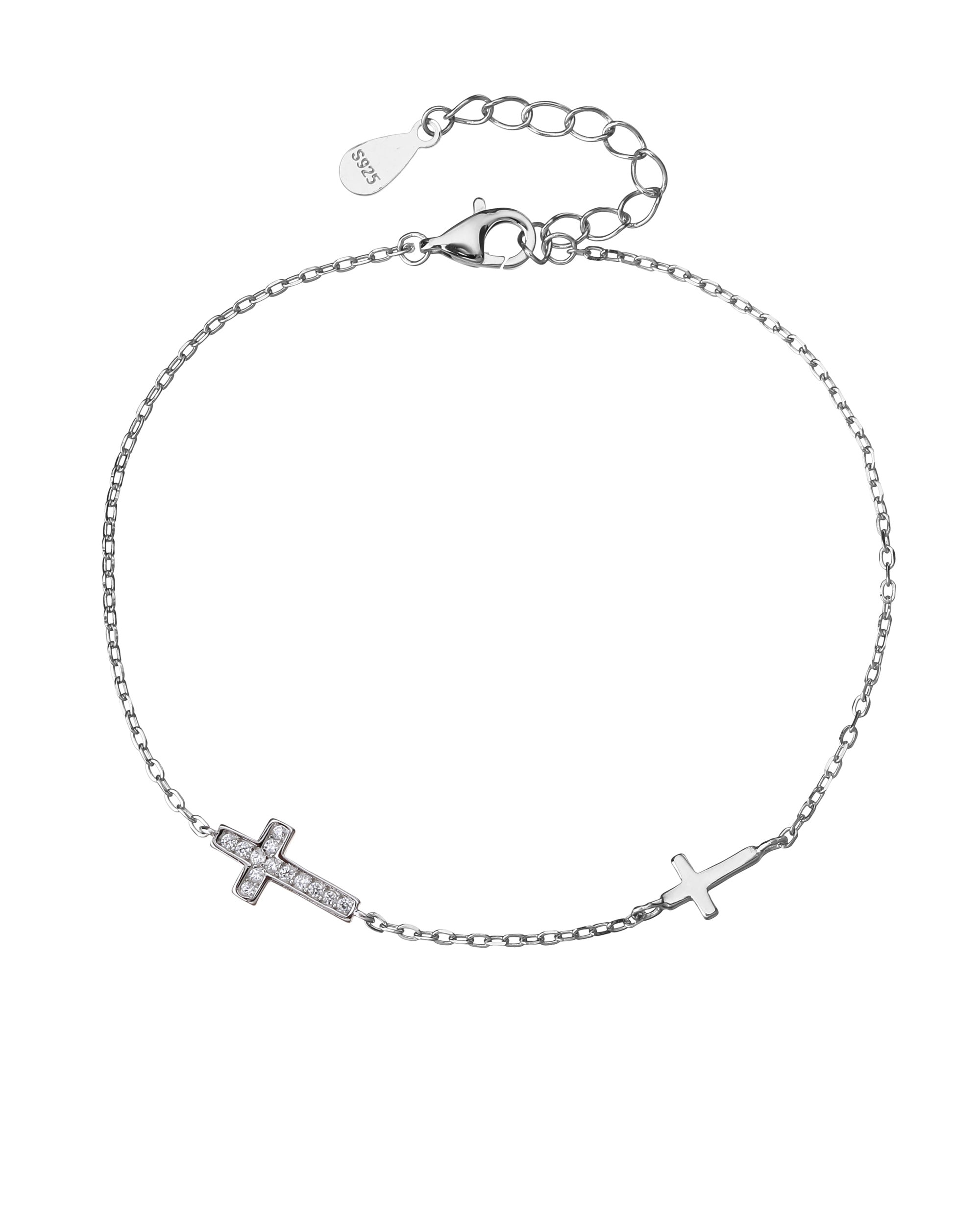 Pulsera de cruces con circonia blanca de 17+3cm en rodizado