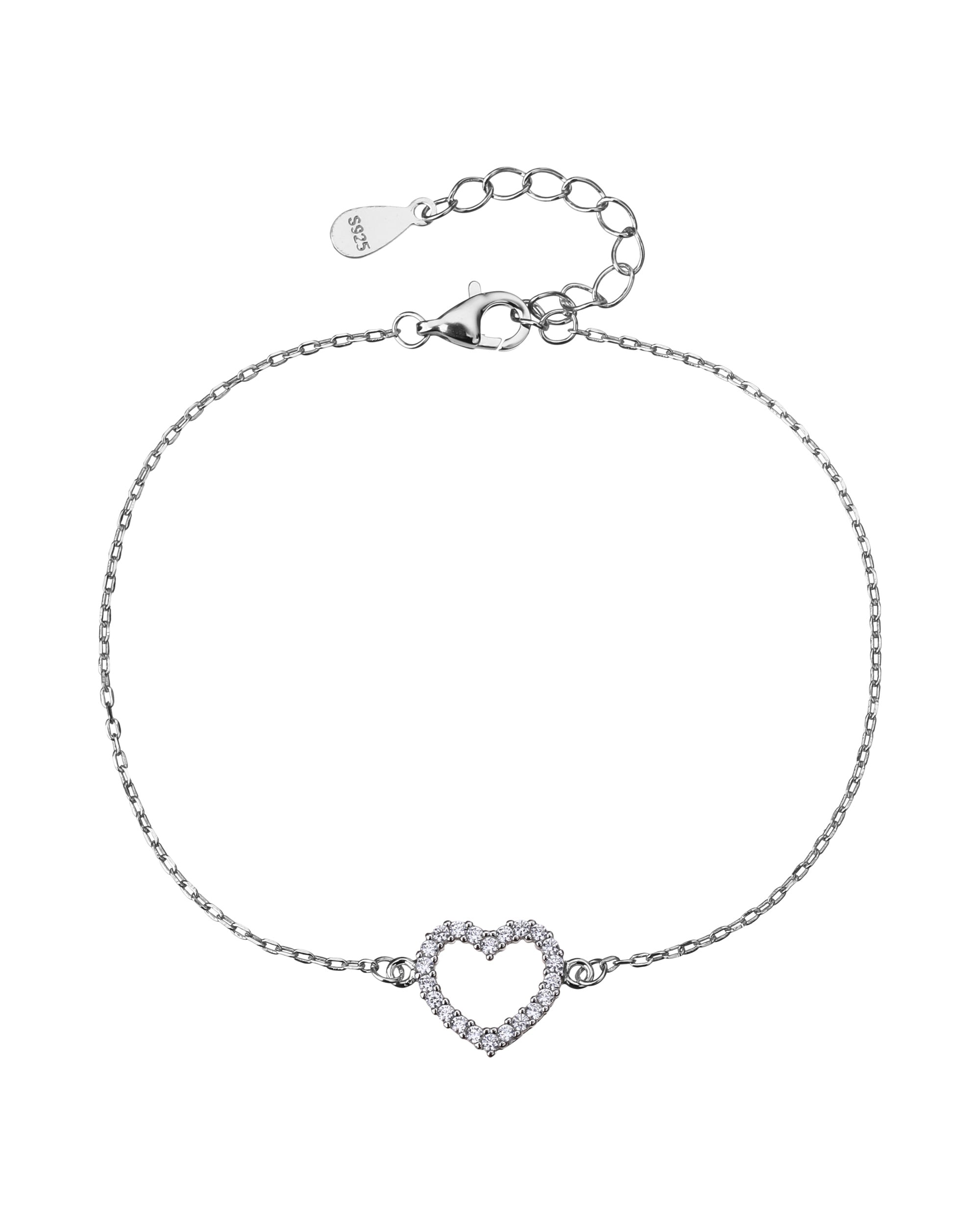 Pulsera sencilla de corazon con circonia blanca 17+3cm en rodizado