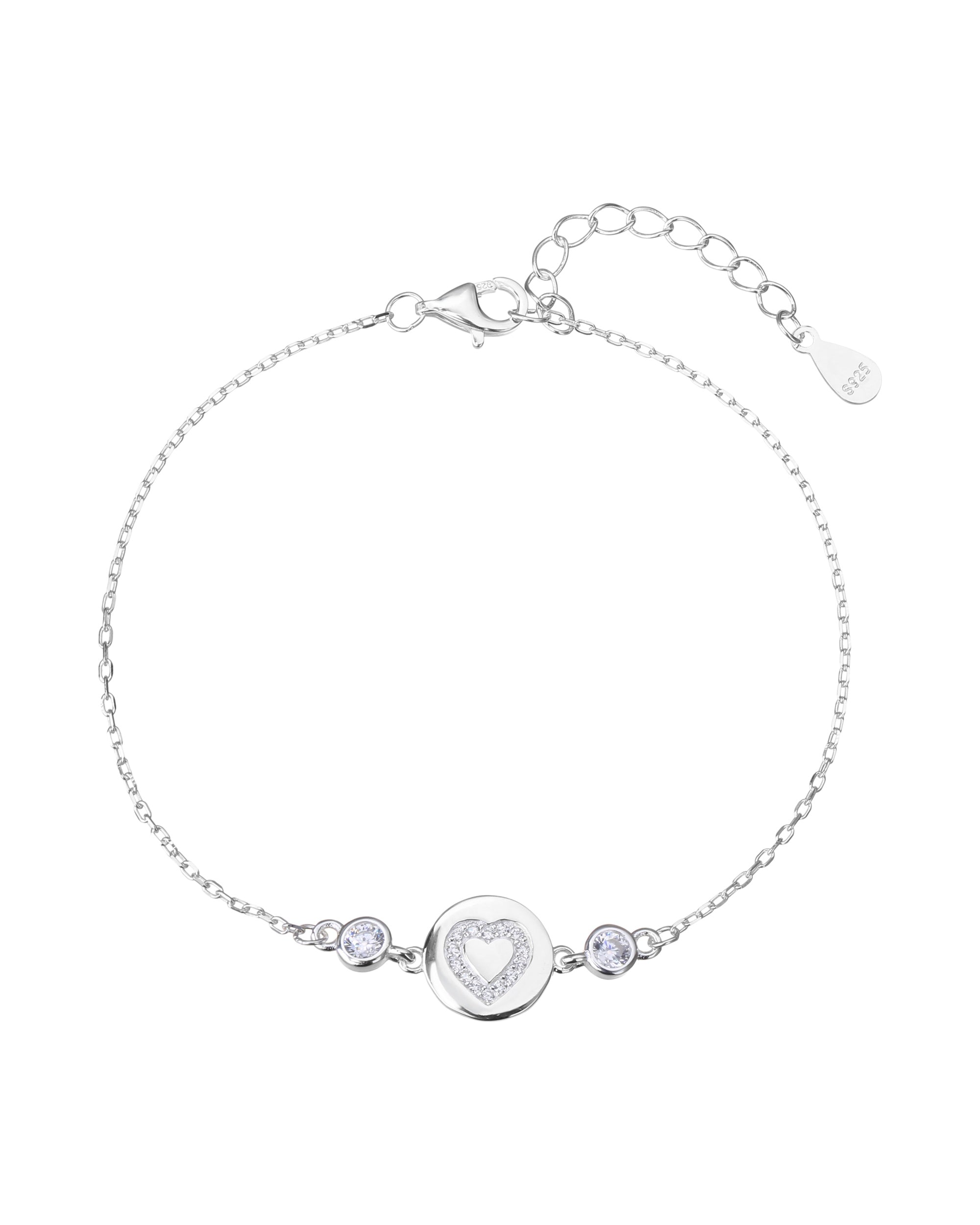 Pulsera sencilla de corazon con circonia blanca 17+3cm en plateado