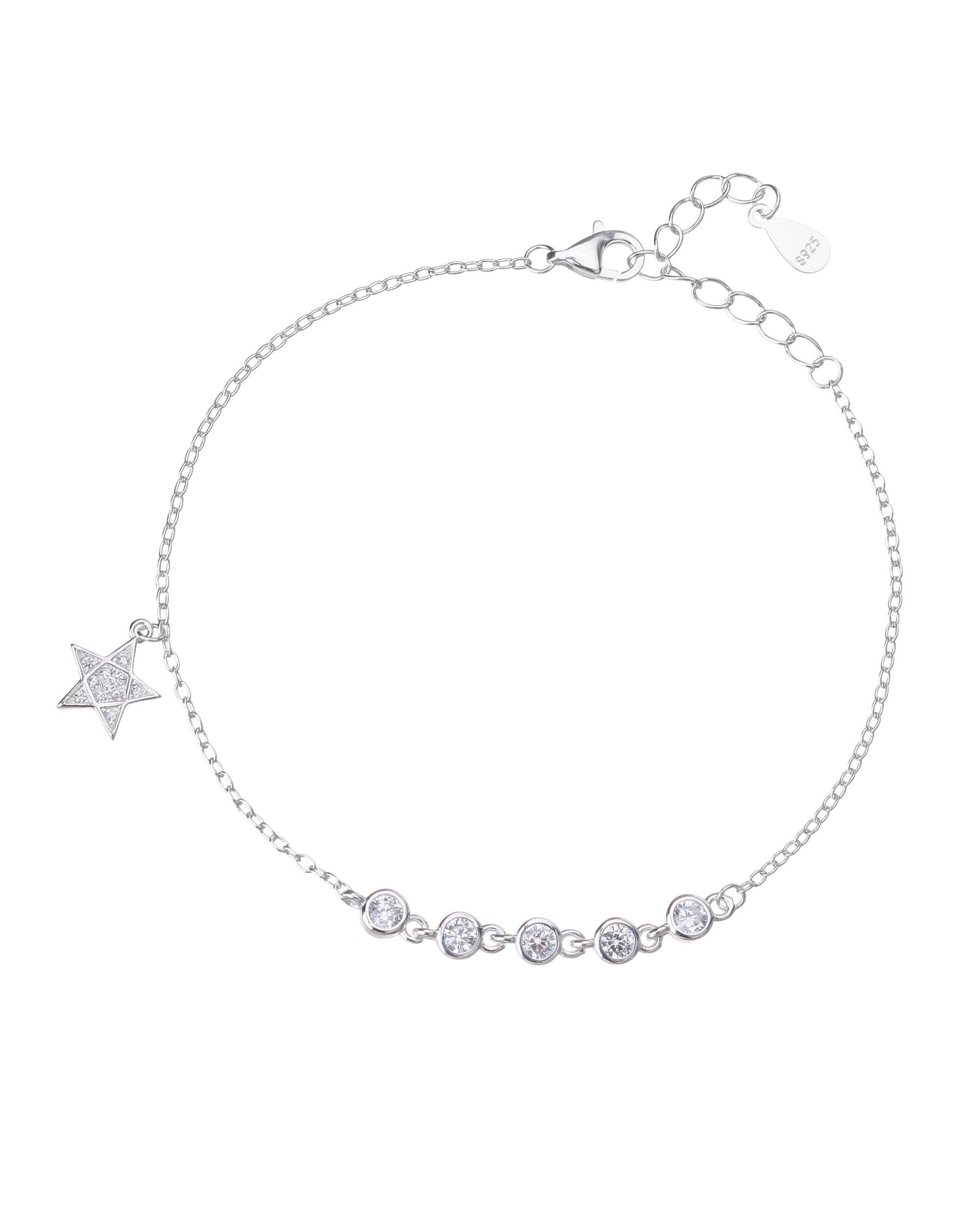 Pulsera de estrella con circonia blanca de 17+3cm en plateado