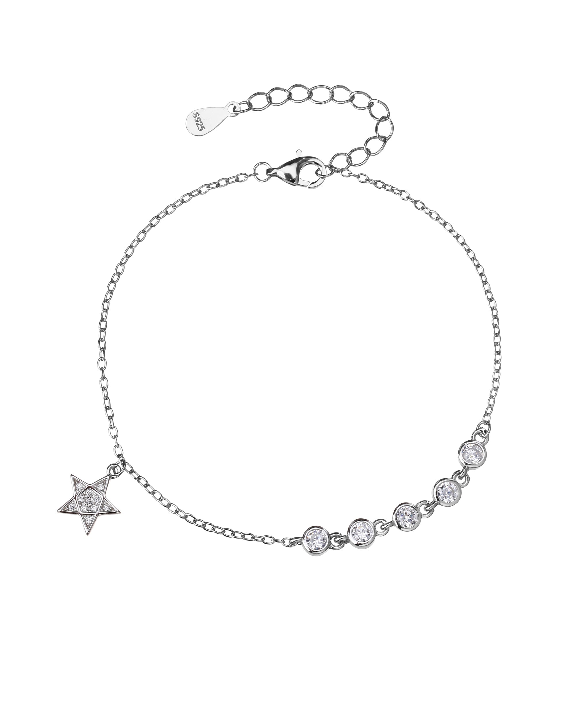 Pulsera de estrella con circonia blanca de 17+3cm en rodizado