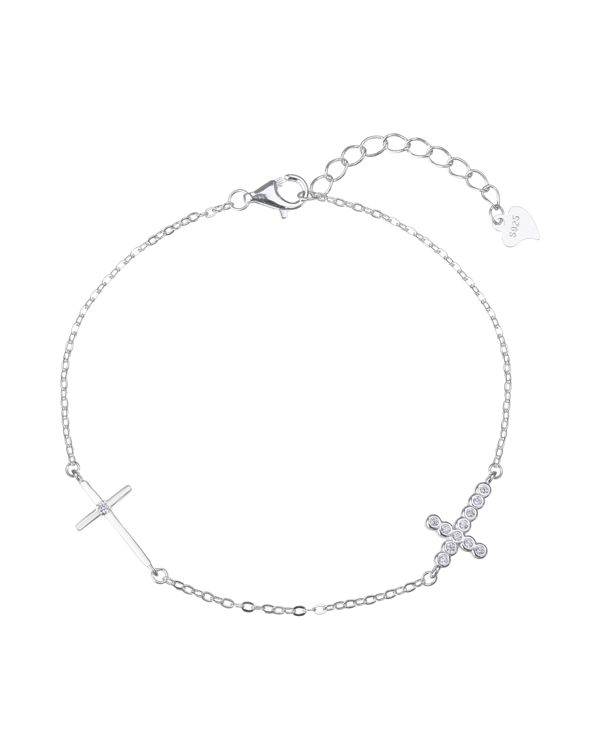 Pulsera sencilla de Cruces con circonia blanca 17+3cm en plateado