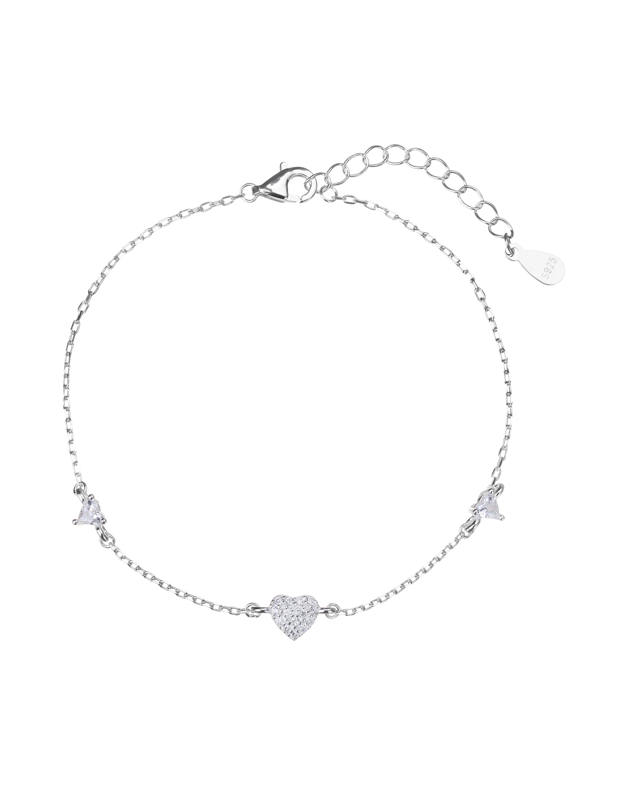 Pulsera sencilla de corazon con circonia blanca 17+3cm en plateado