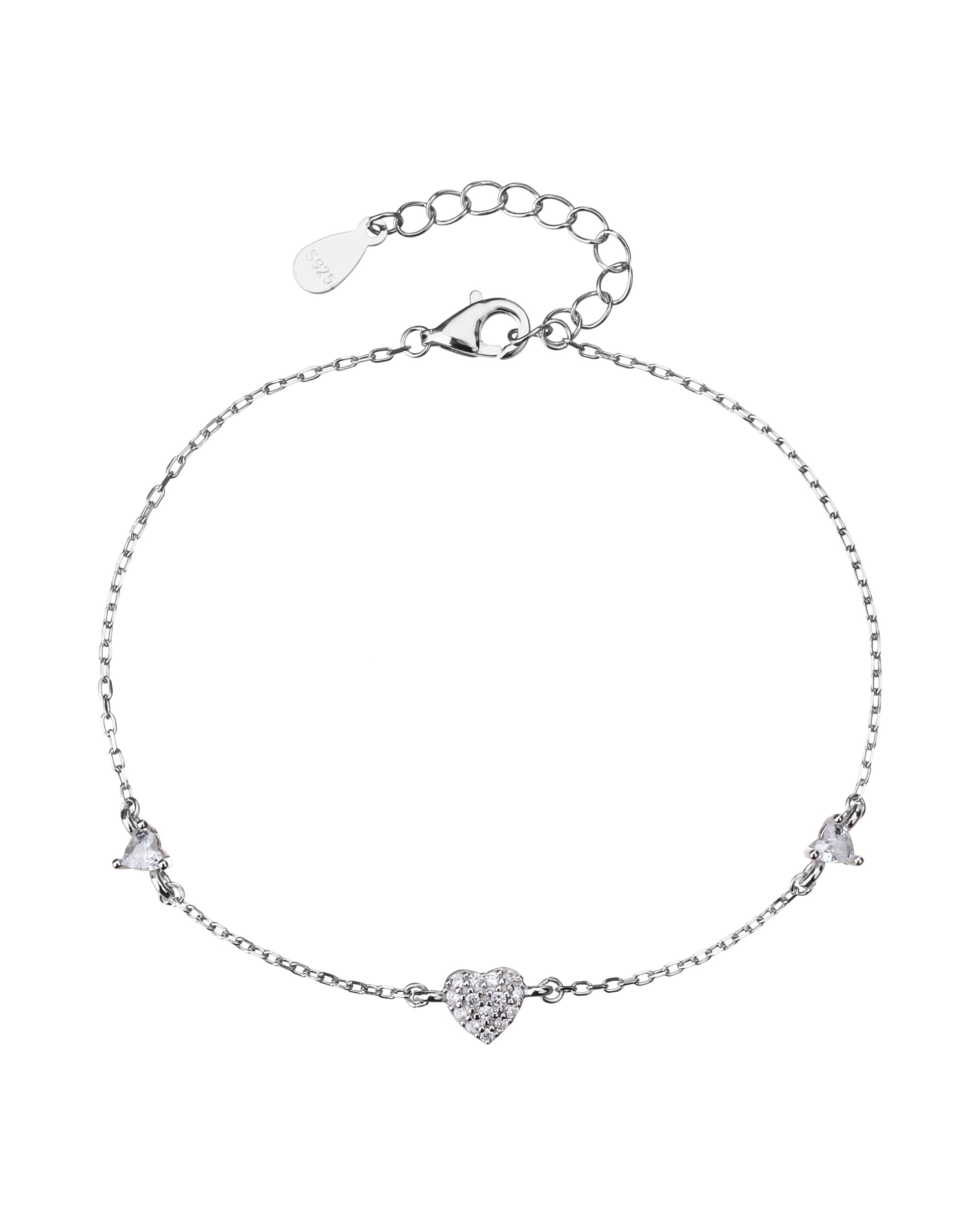 Pulsera sencilla de corazon con circonia blanca 17+3cm en rodizado