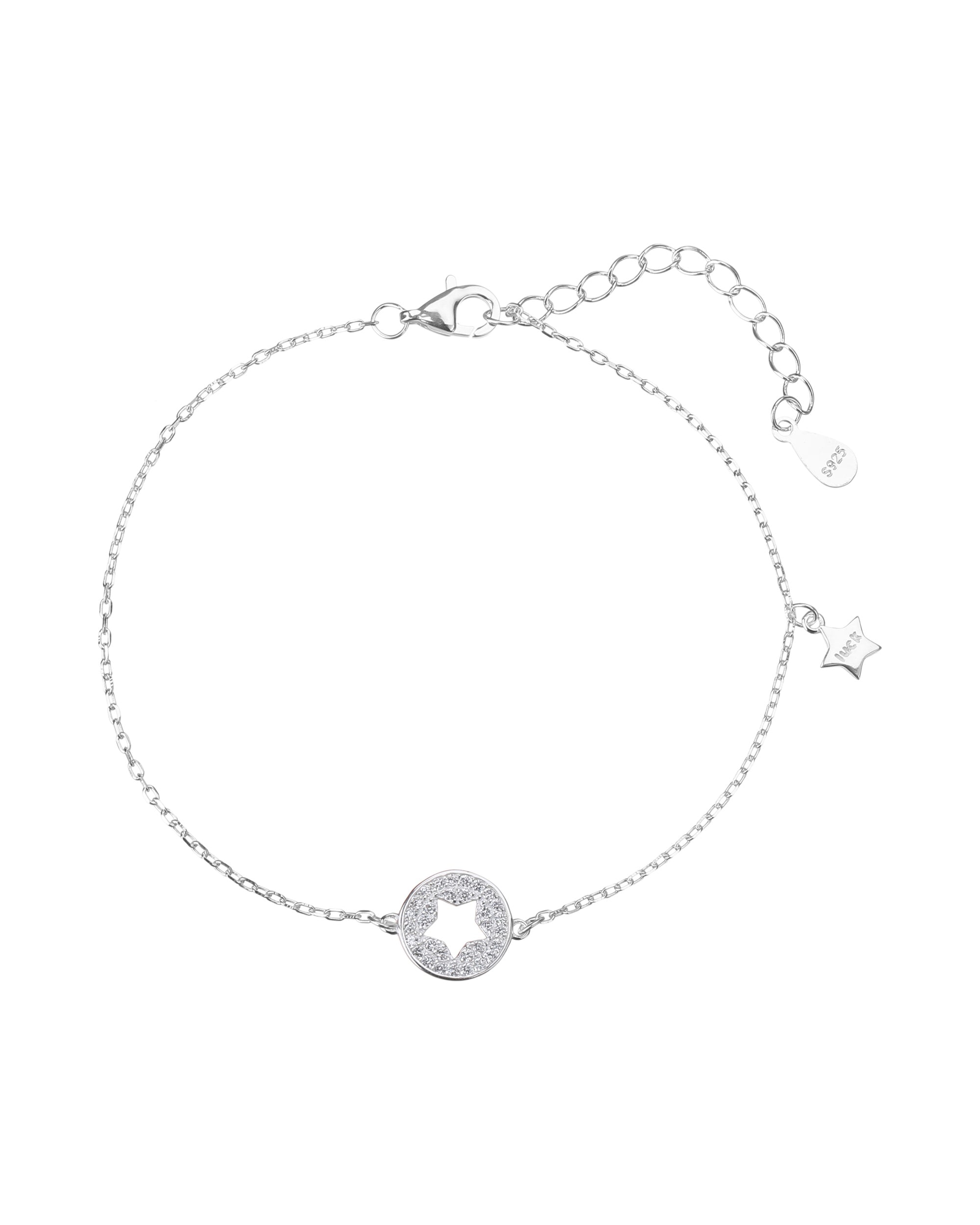 Pulsera sencilla de estrella con circonia blanca 17+3cm en plateado