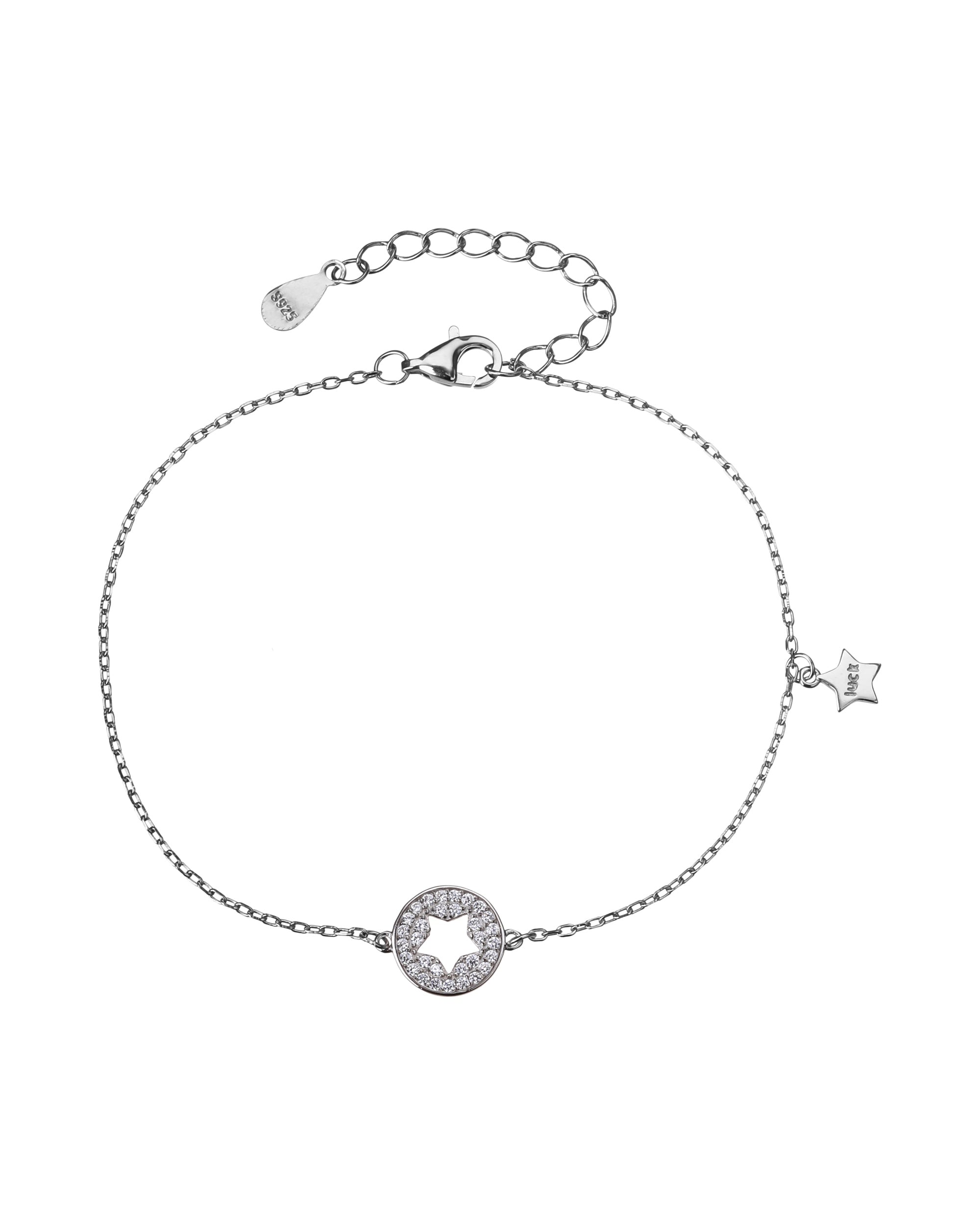 Pulsera sencilla de estrella con circonia blanca 17+3cm en rodizado