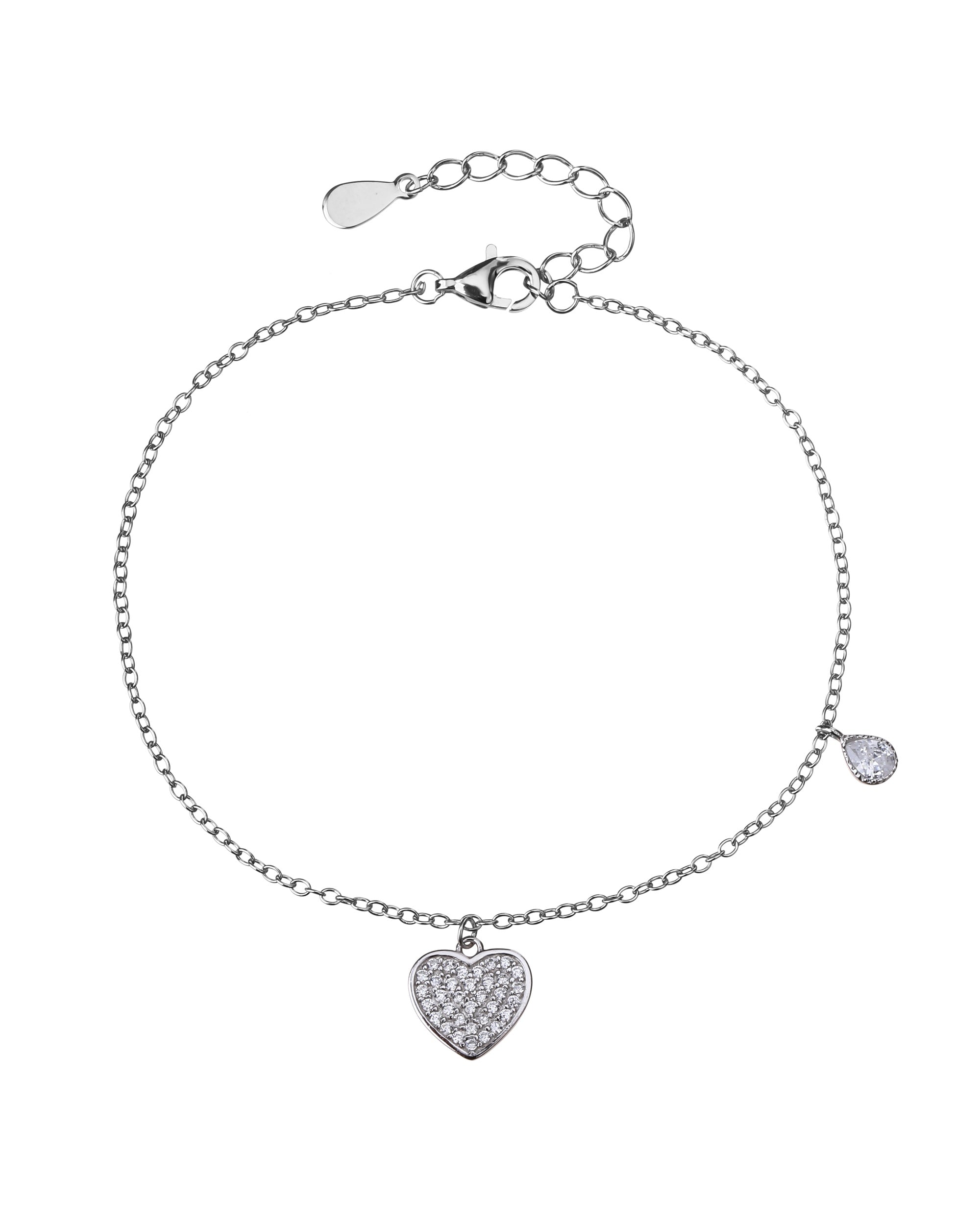 Pulsera de corazon con circonia blanca de 17+3cm en rodizado