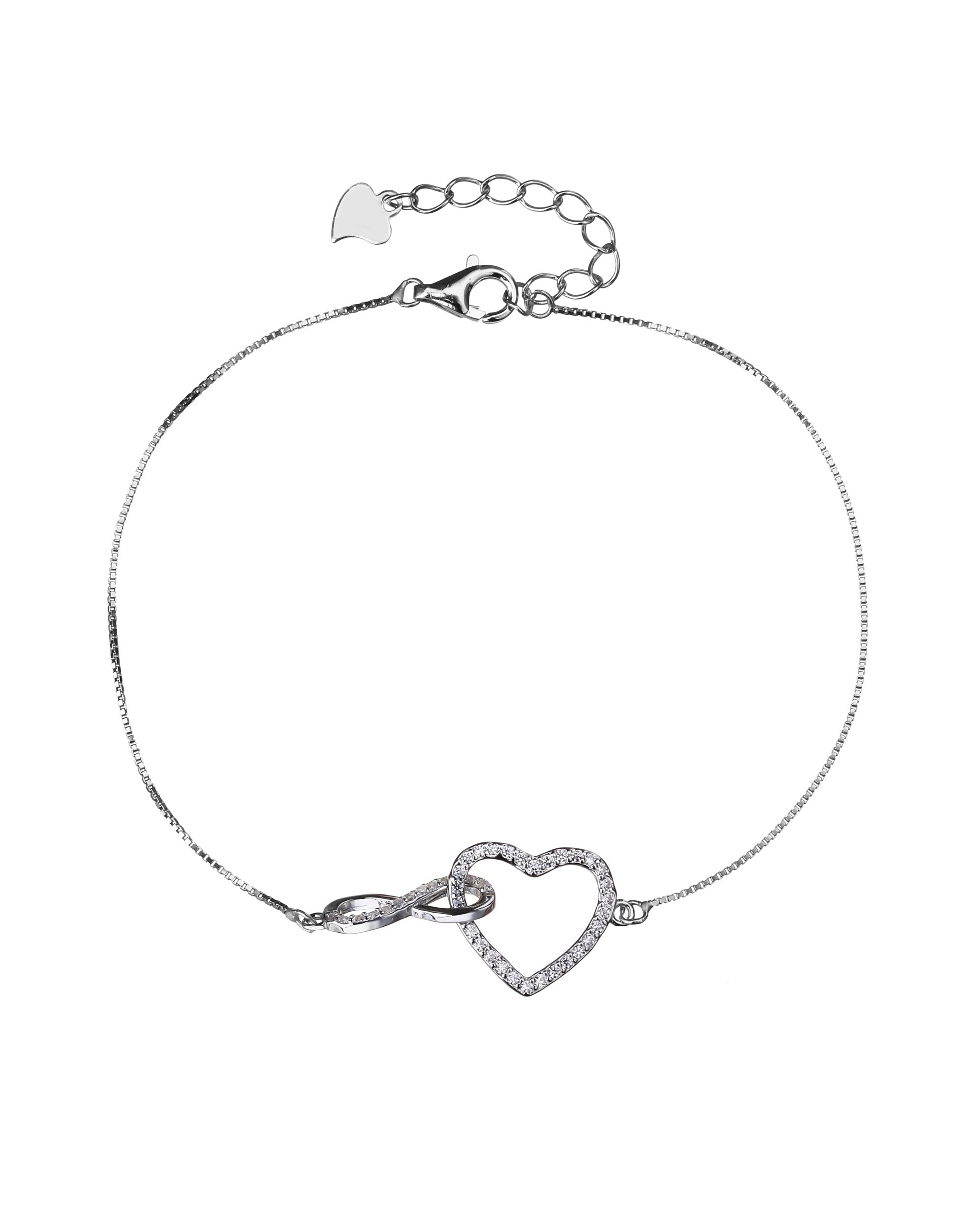 Pulsera de corazon/infinito con circonia blanca de 17+3cm en rodizado