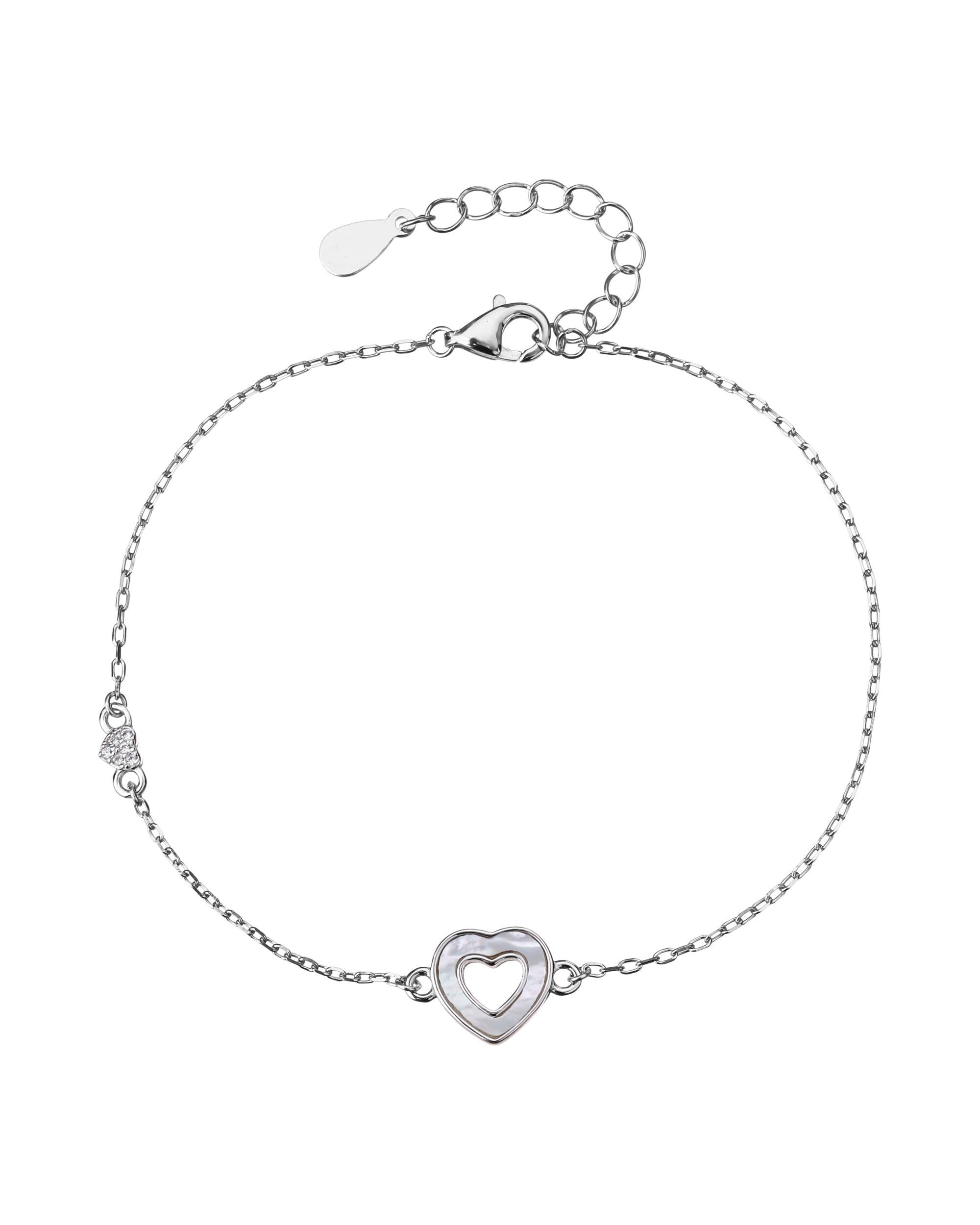 Pulsera sencilla de corazon con circonia blanca 17+3cm en rodizado