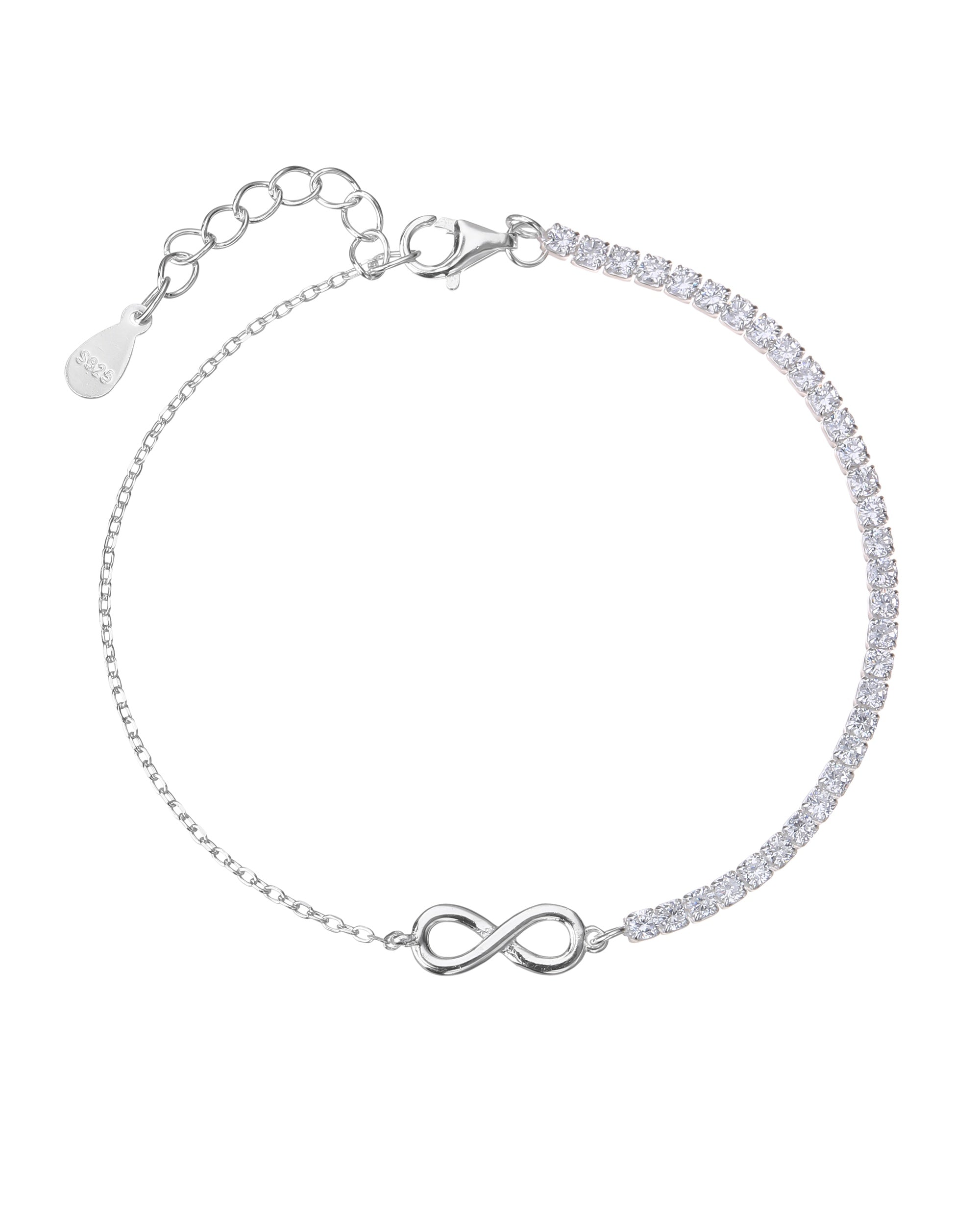 Pulsera tenis de infinito con circonia blanca de 17+3cm en plateado