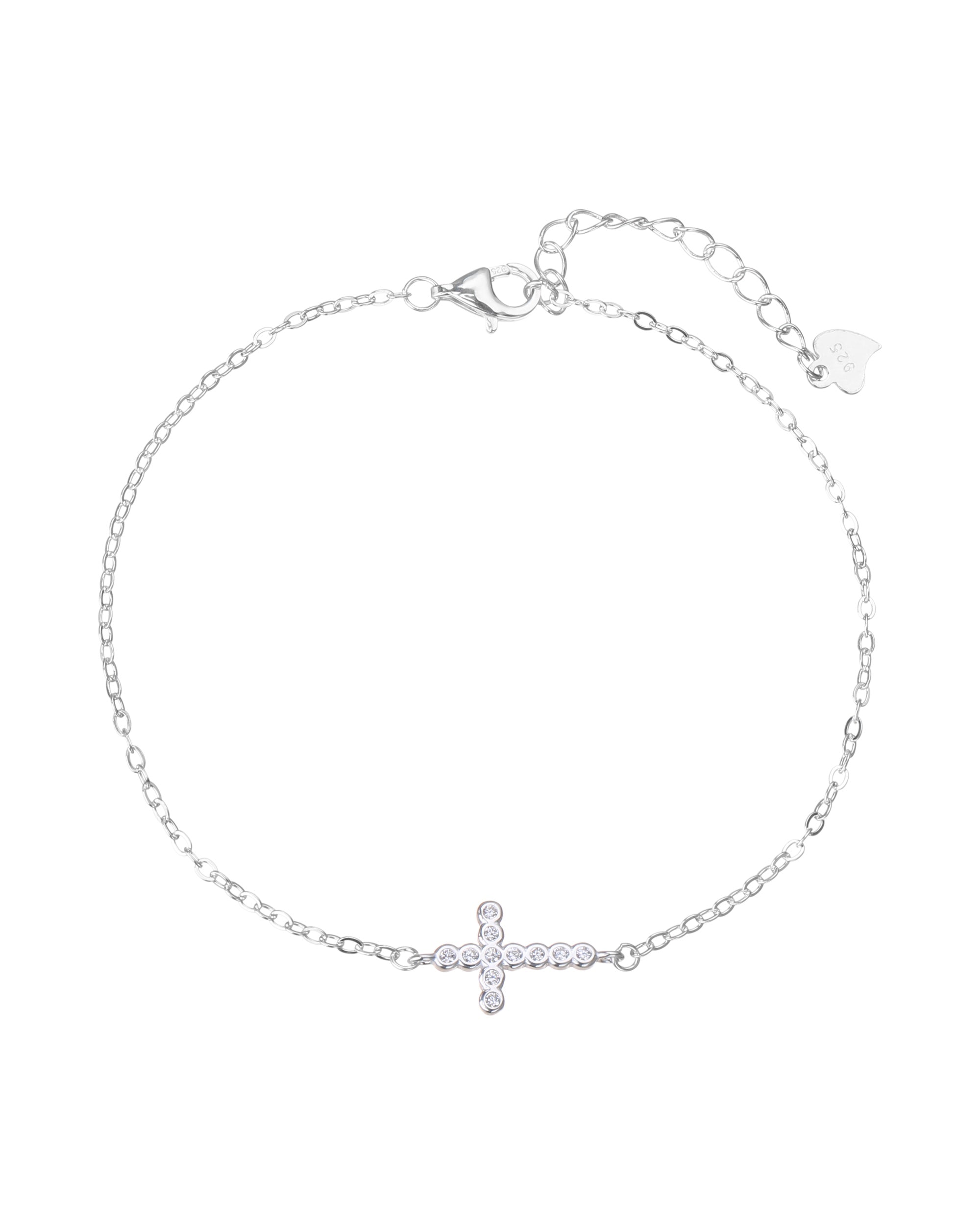 Pulsera sencilla de Cruz con circonia blanca 17+3cm en plateado