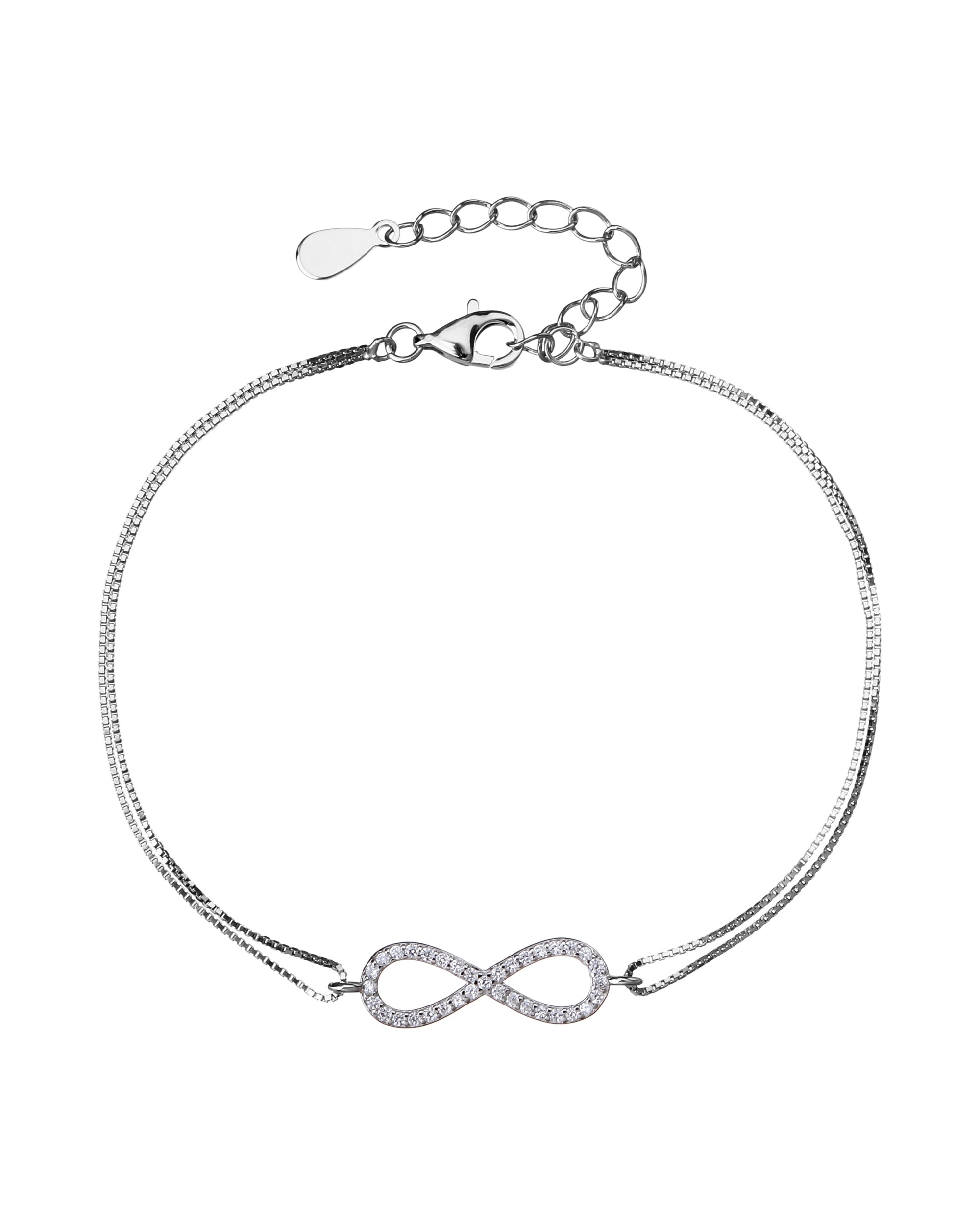 Pulsera doble con infinito y circonia blanca 17+3cm en rodizado