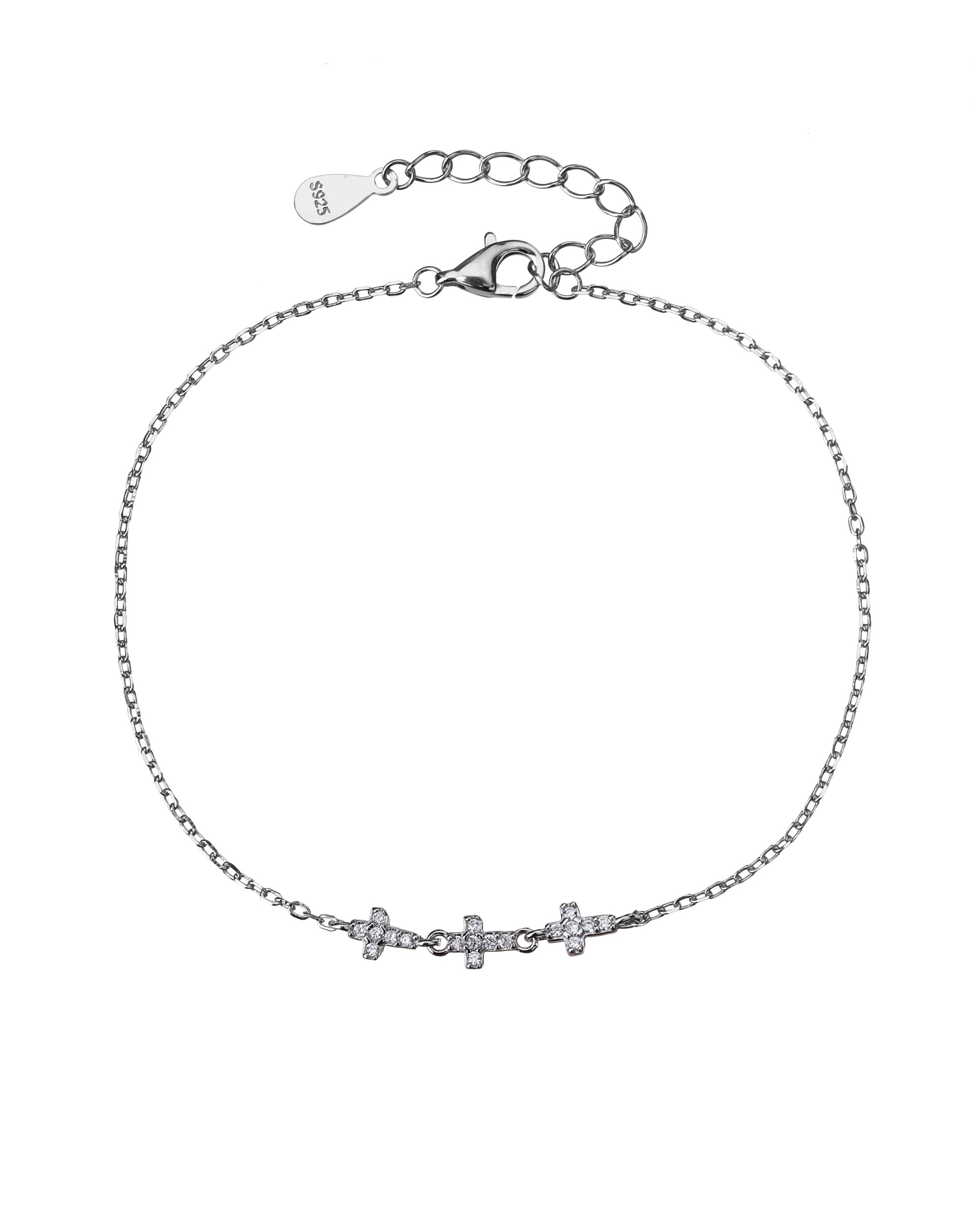 Pulsera de cruces con circonia blanca de 17+3cm en rodizado