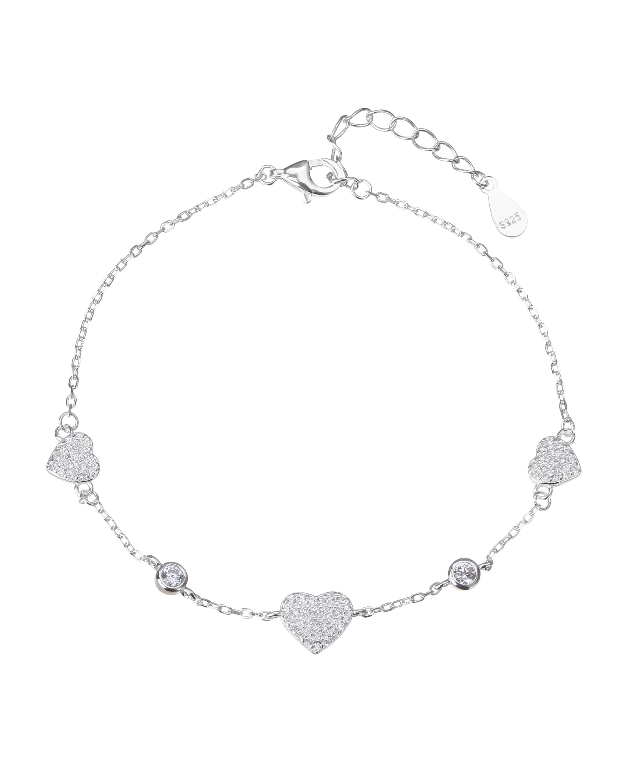Pulsera de corazones con circonia blanca de 17+3cm en plateado