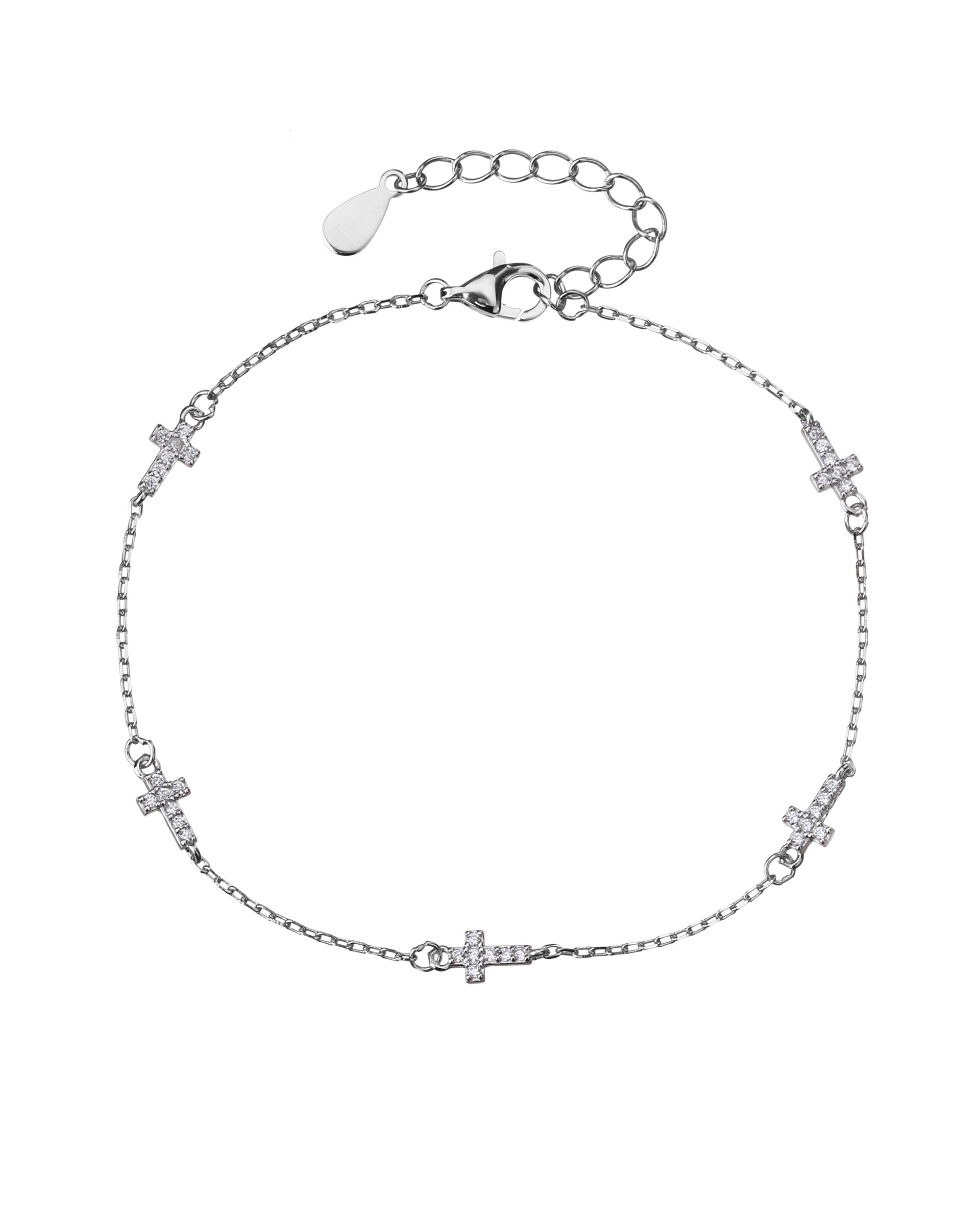 Pulsera de cruces con circonia blanca de 17+3cm en rodizado