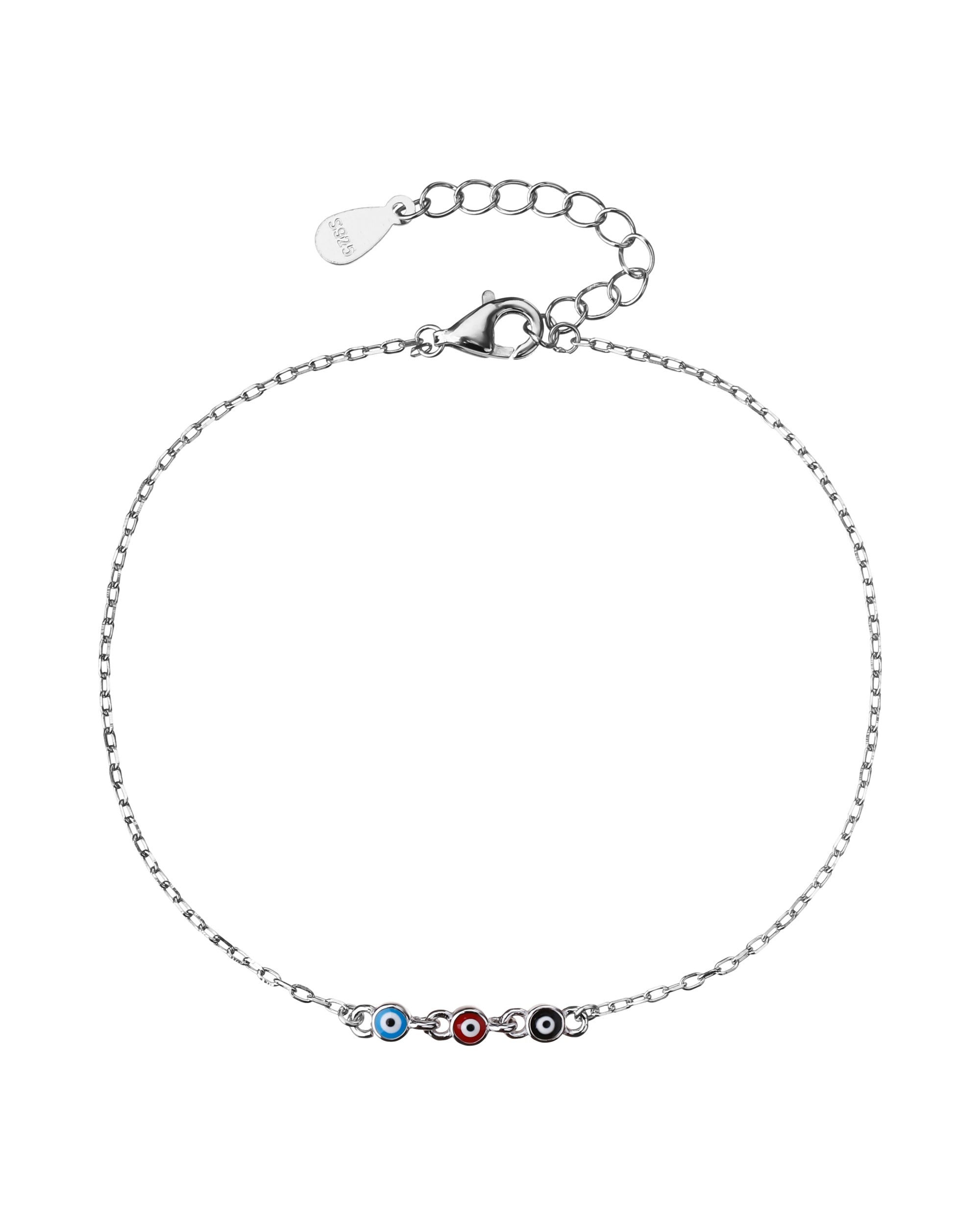 Pulsera sencilla con ojitos multicolor  17+3cm en rodizado