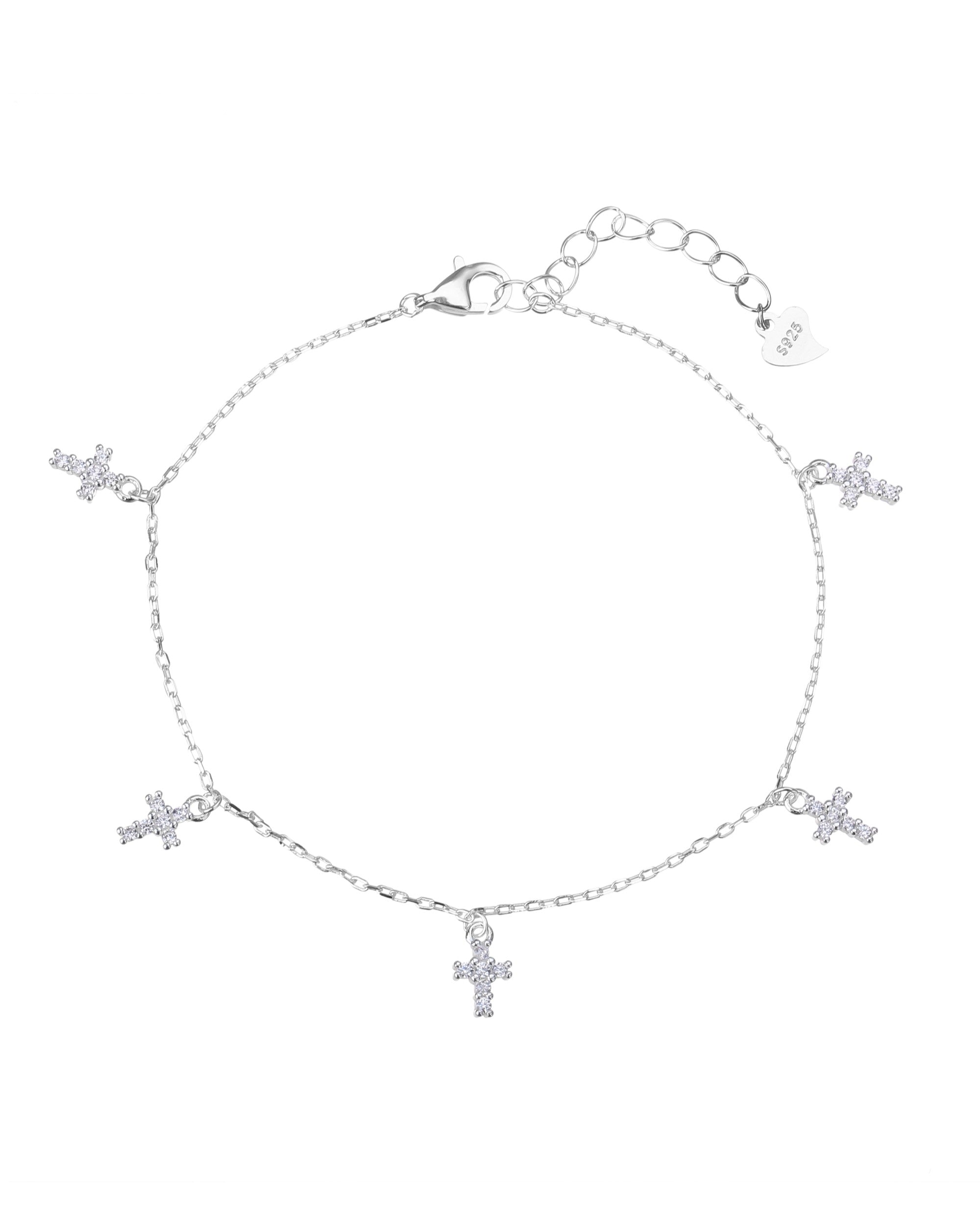 Pulsera sencilla de Cruces con circonia blanca 17+3cm en plateado
