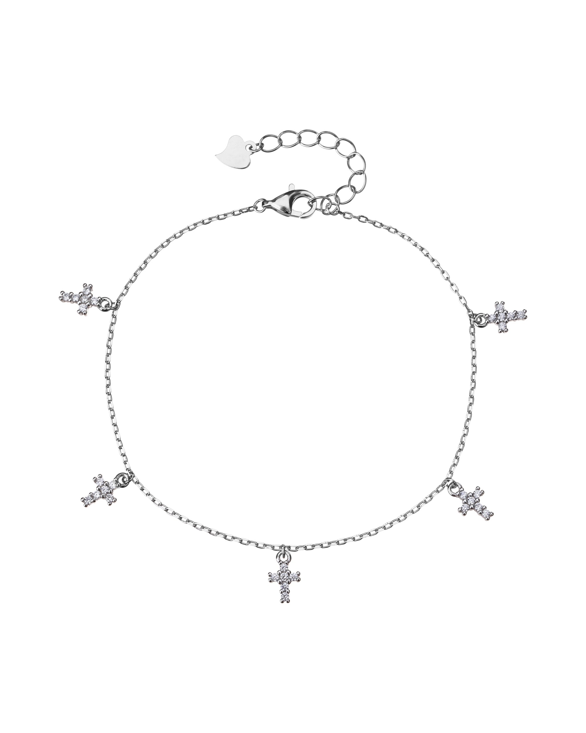 Pulsera sencilla de Cruces con circonia blanca 17+3cm en rodizado