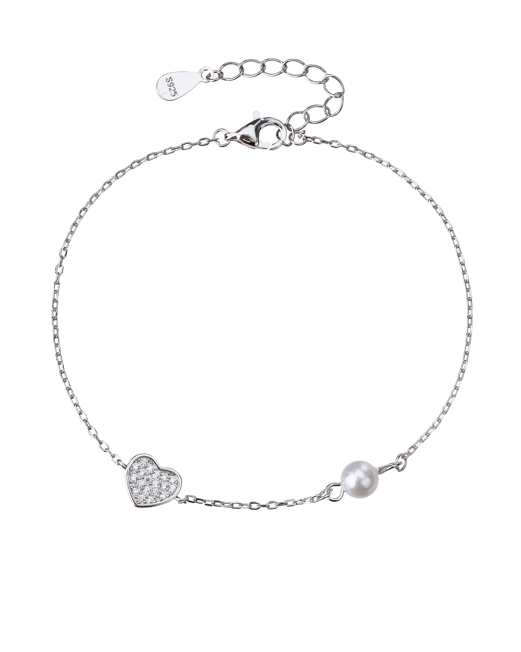 Pulsera de corazon con circonia blanca de 17+3cm en rodizado