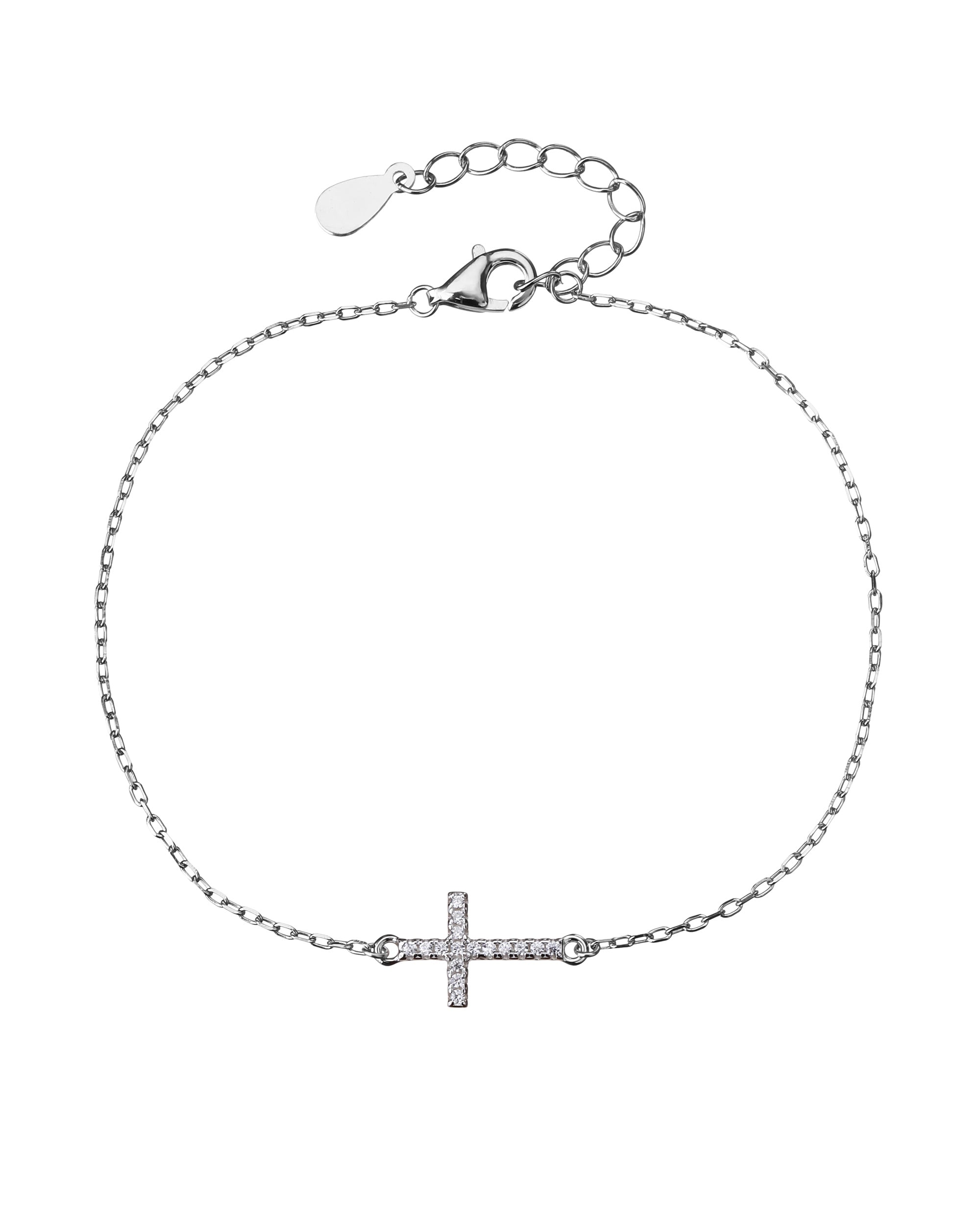 Pulsera de cruz con circonia blanca de 17+3cm en rodizado