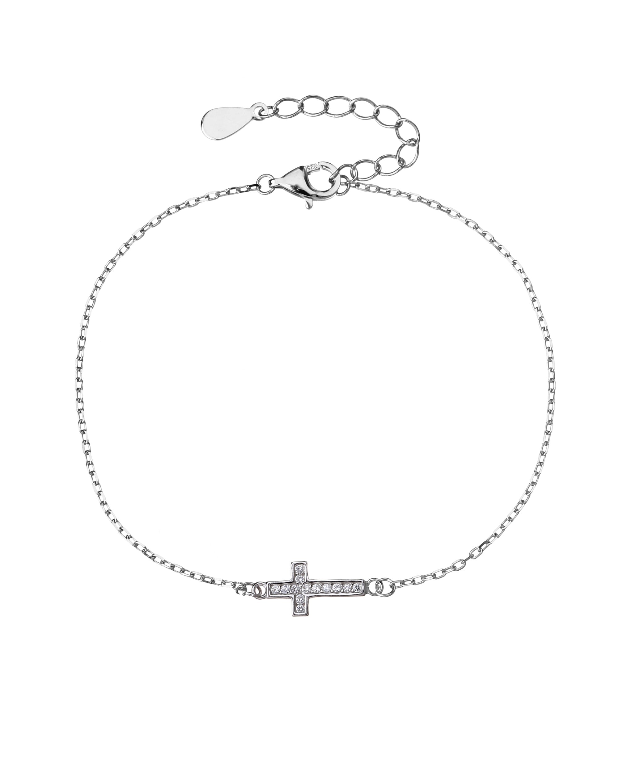 Pulsera de cruz con circonia blanca de 17+3cm en rodizado