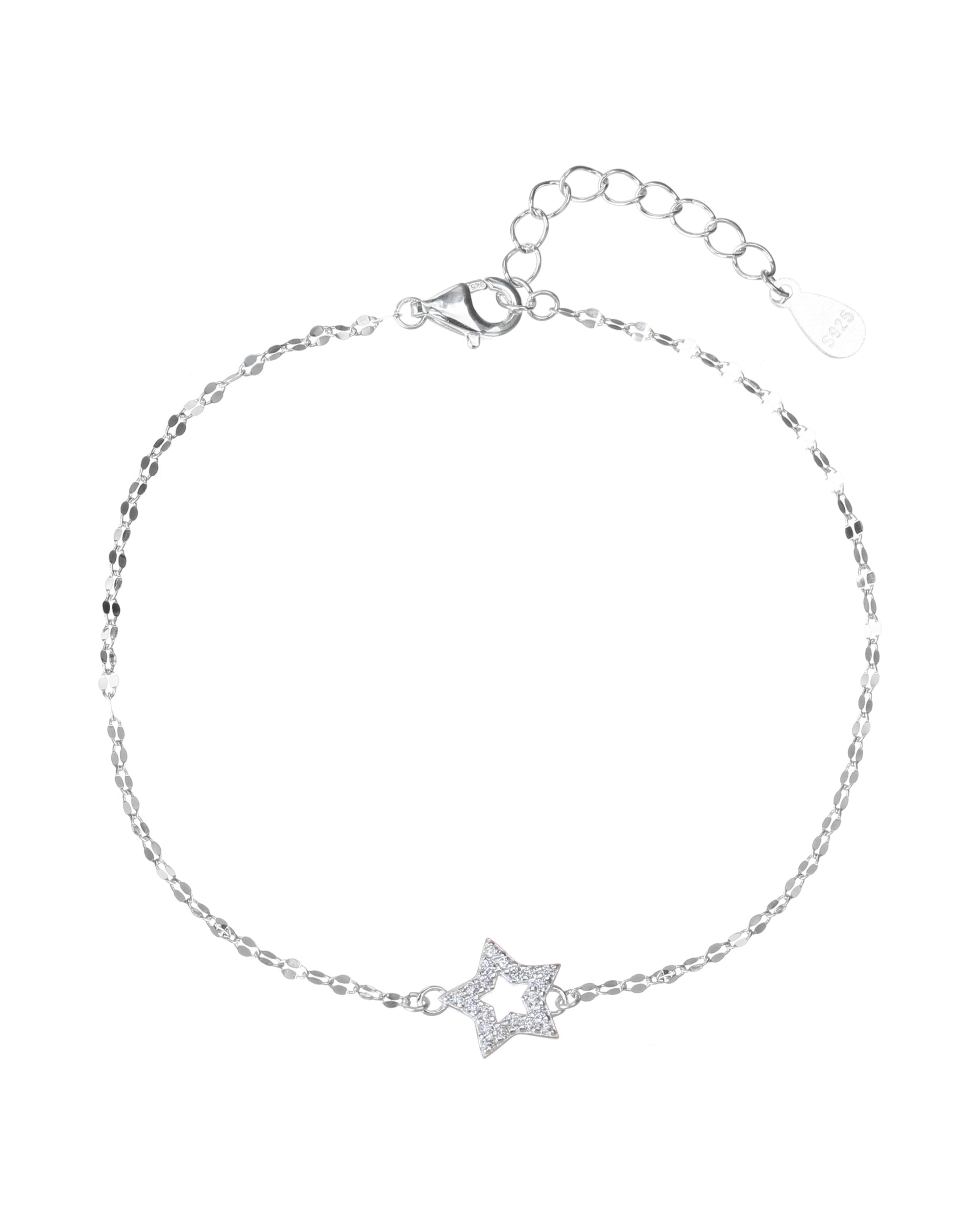 Pulsera sencilla de estrella con circonia blanca 17+3cm en plateado