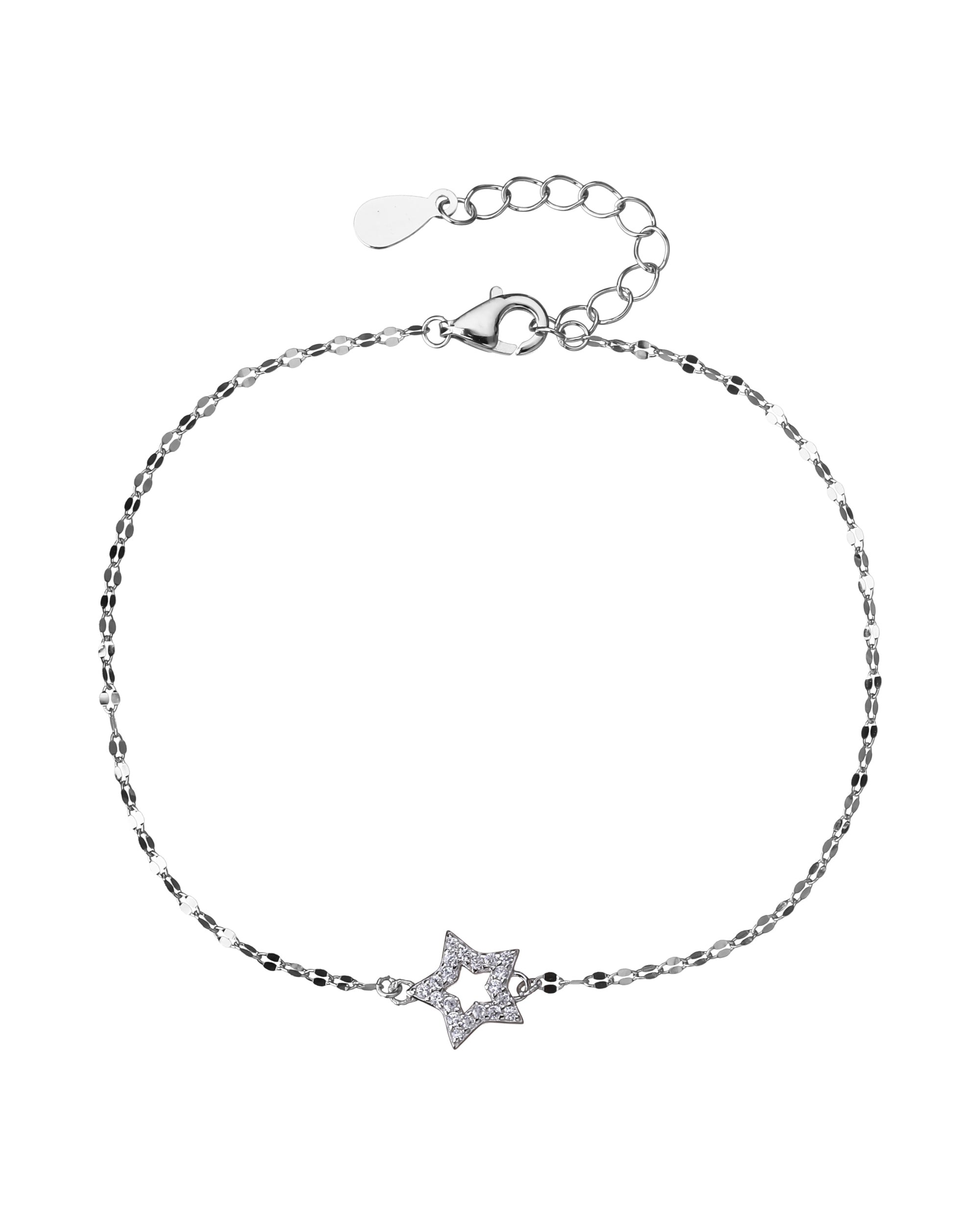 Pulsera sencilla de estrella con circonia blanca 17+3cm en rodizado