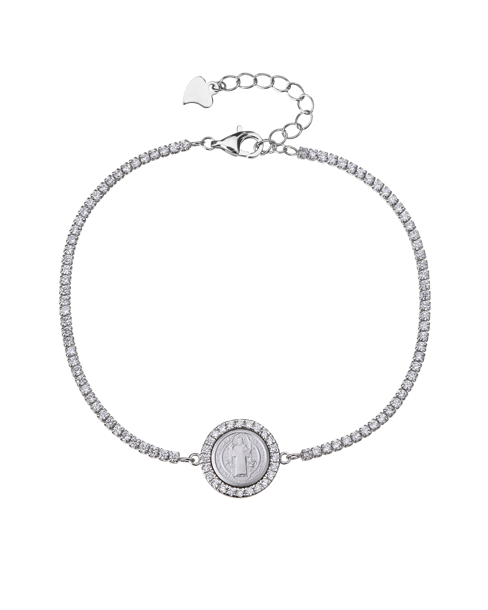 Pulsera tenis de San Benito con circonia blanca de 17+3cm en rodizado