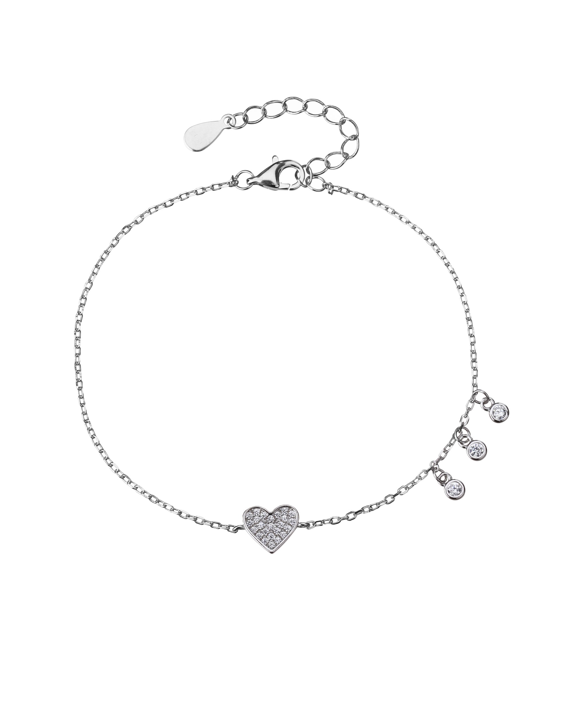 Pulsera de corazon con circonia blanca de 17+3cm en rodizado