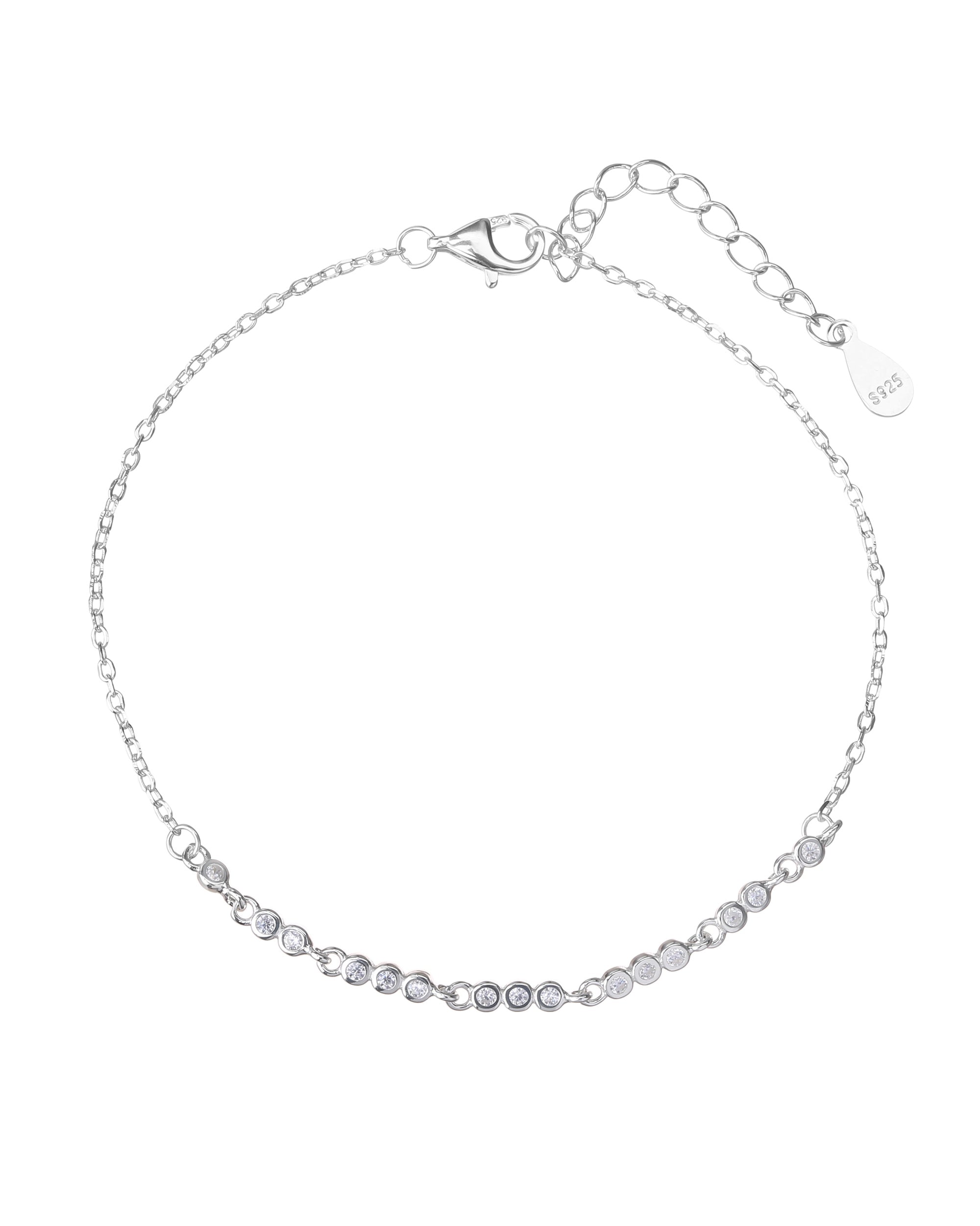 Pulsera de circulos con circonia blanca de 17+3cm en plateado