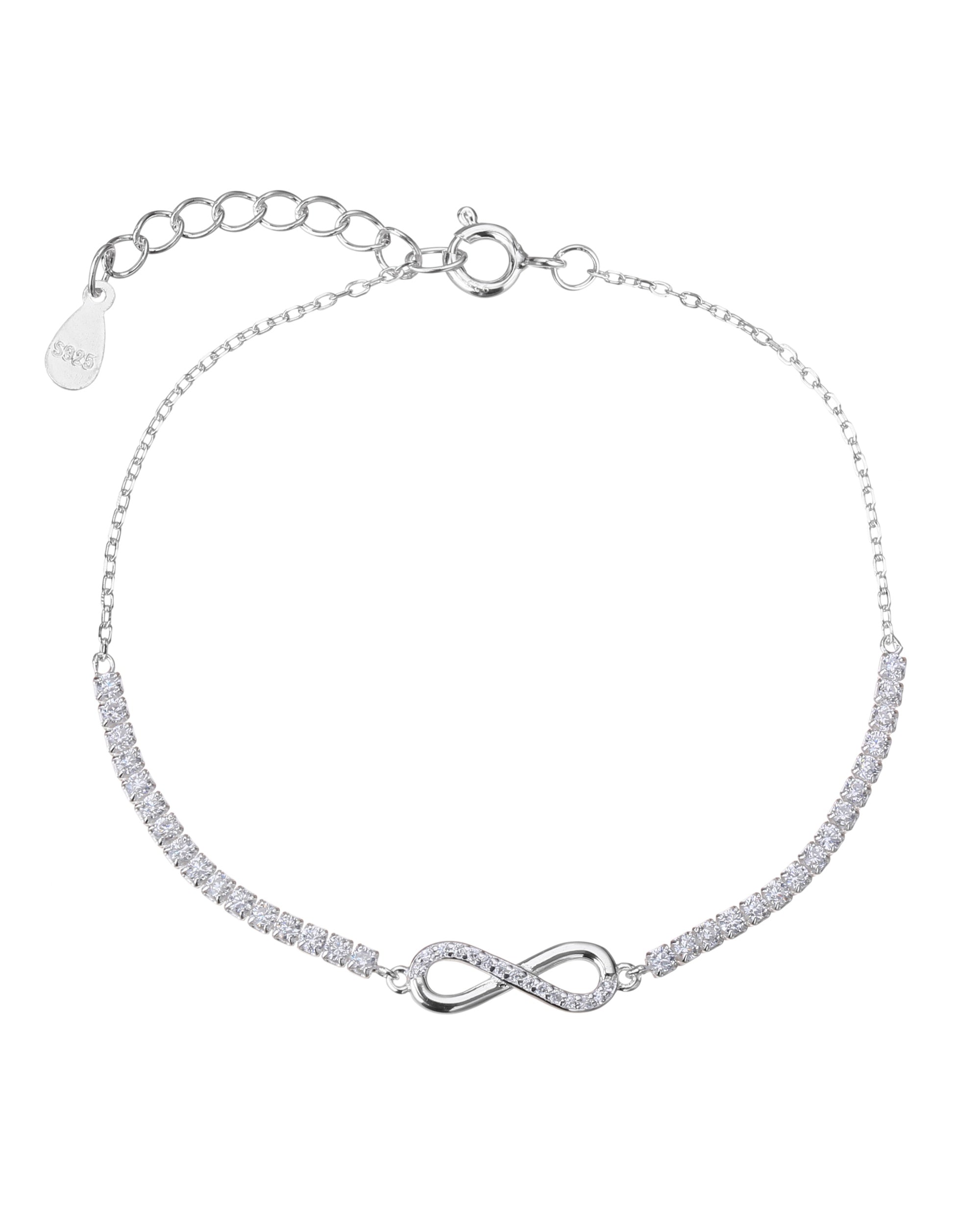 Pulsera tenis de infinito con circonia blanca de 17+3cm en plateado