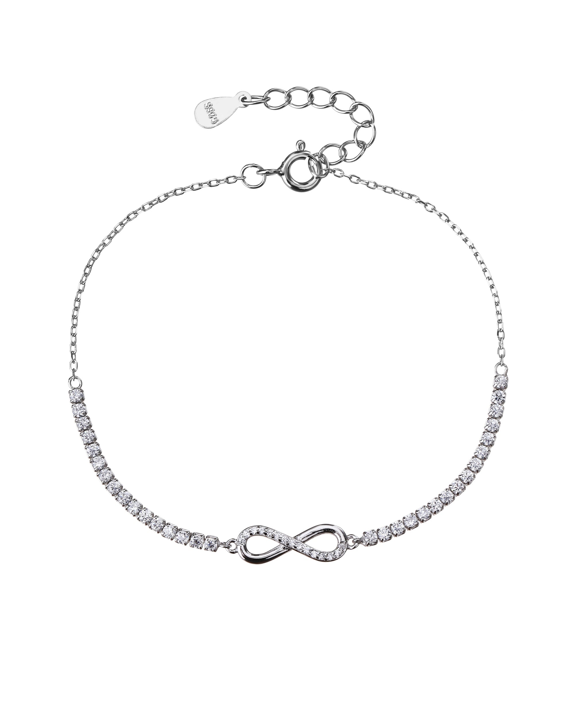 Pulsera de tenis infinito con circonia blanca de 17+3cm en rodizado