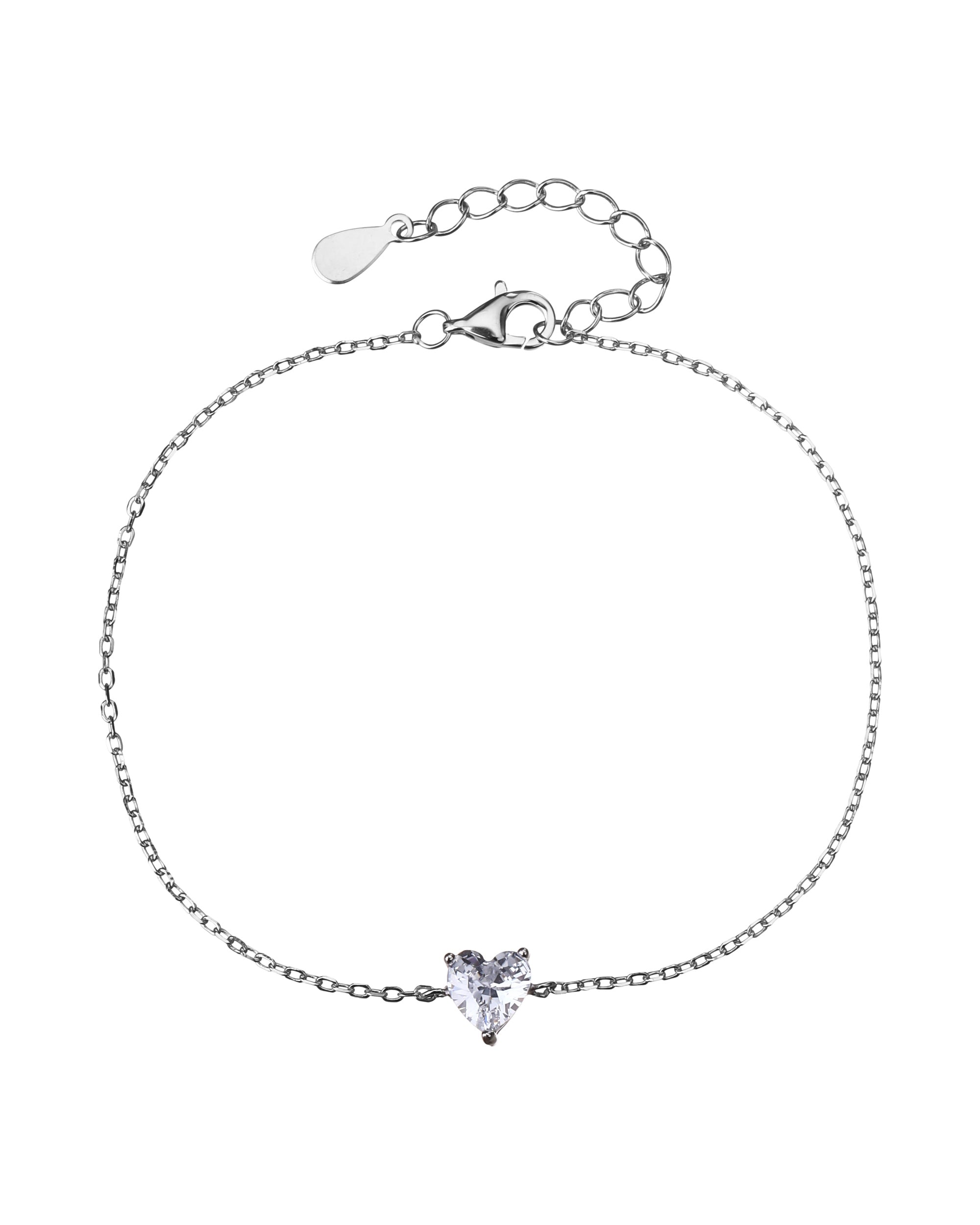 Pulsera sencilla con circonia de corazon blanca 17+3cm en rodizado