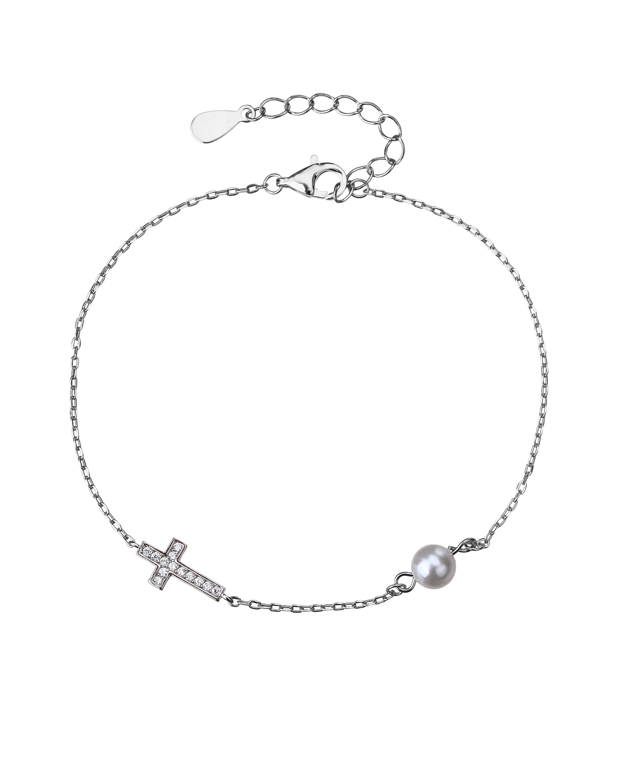 Pulsera de cruz con circonia blanca de 17+3cm en rodizado