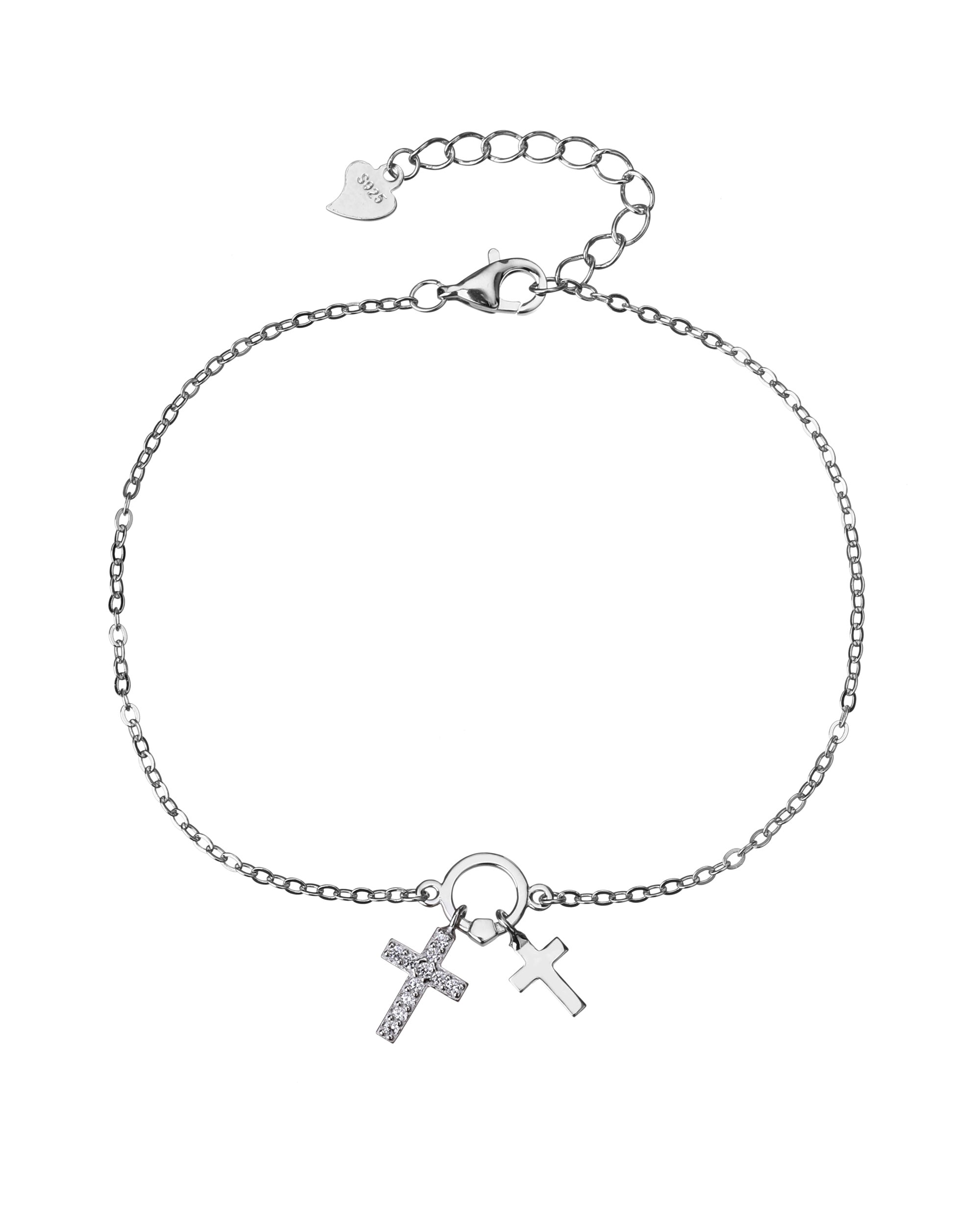 Pulsera de cruces con circonia blanca de 17+3cm en rodizado