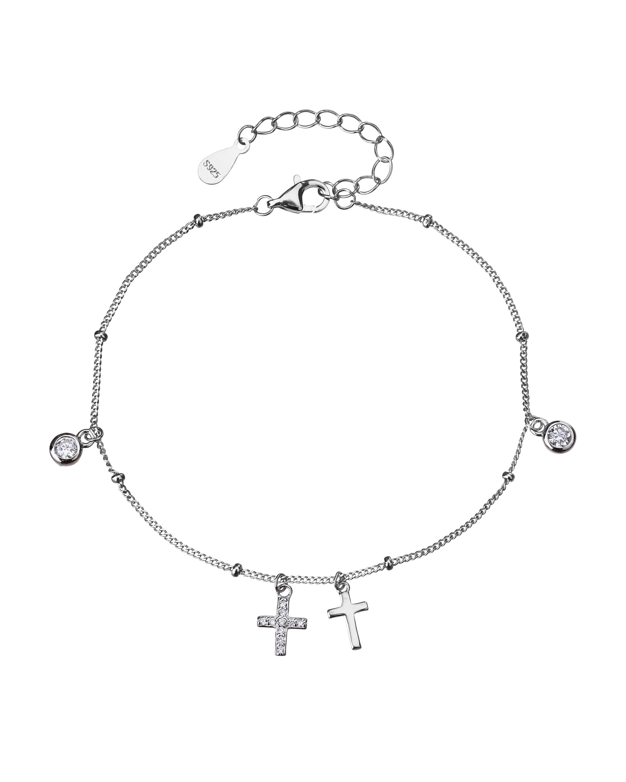 Pulsera de cruces con circonia blanca de 17+3cm en rodizado