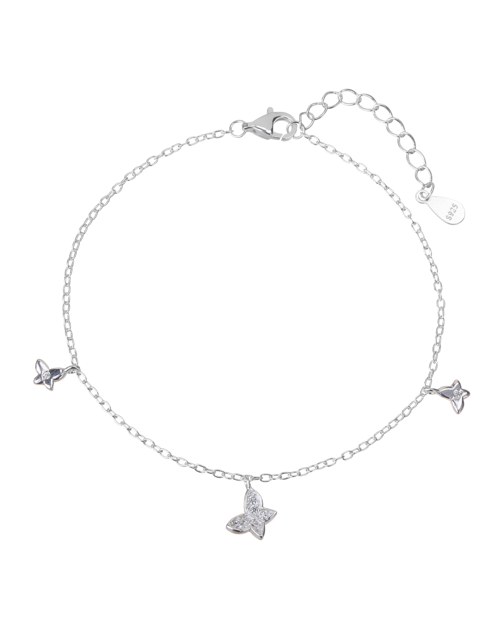 Pulsera de mariposas con circonia blanca de 17+3cm en plateado