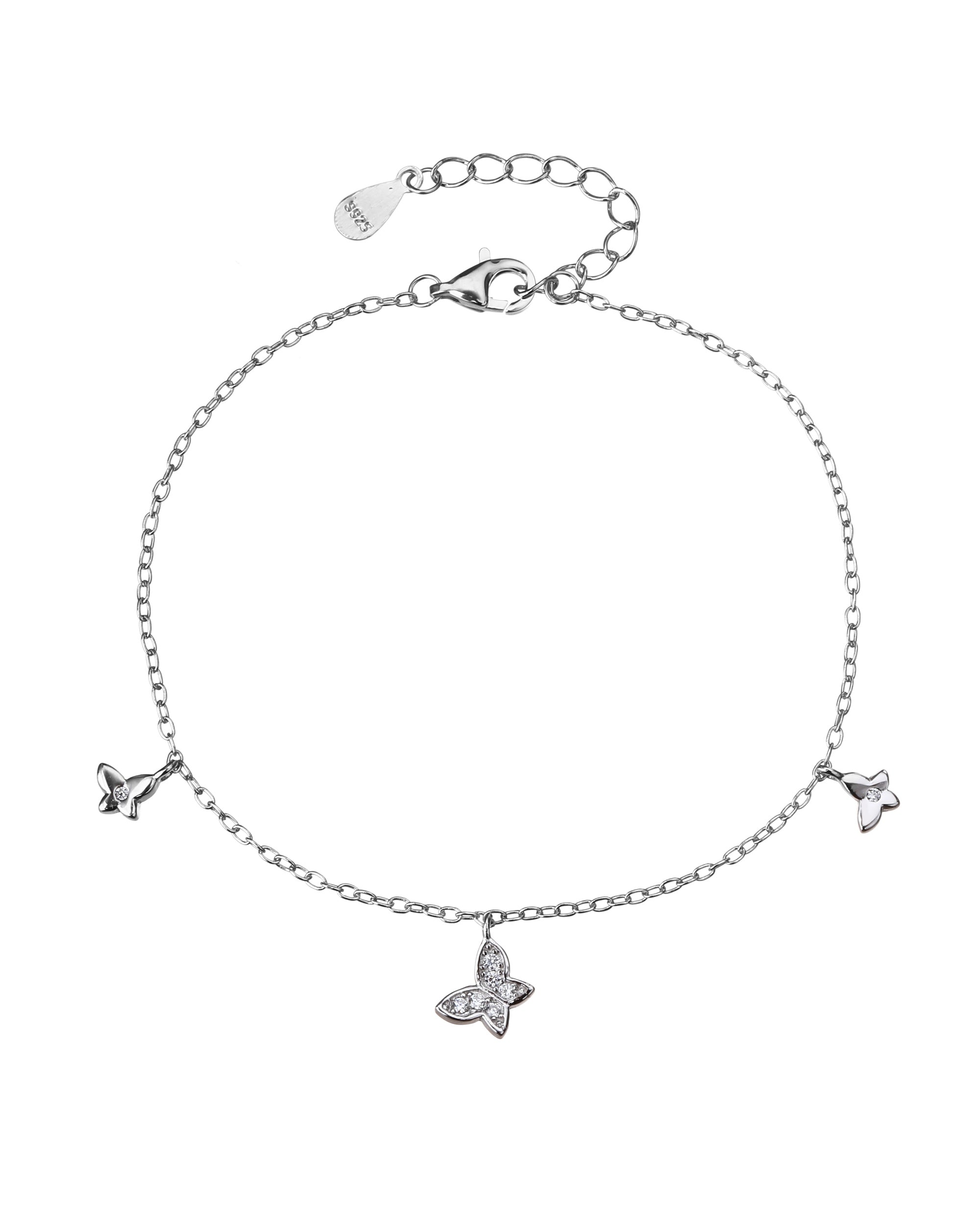 Pulsera de mariposas con circonia blanca de 17+3cm en rodizado