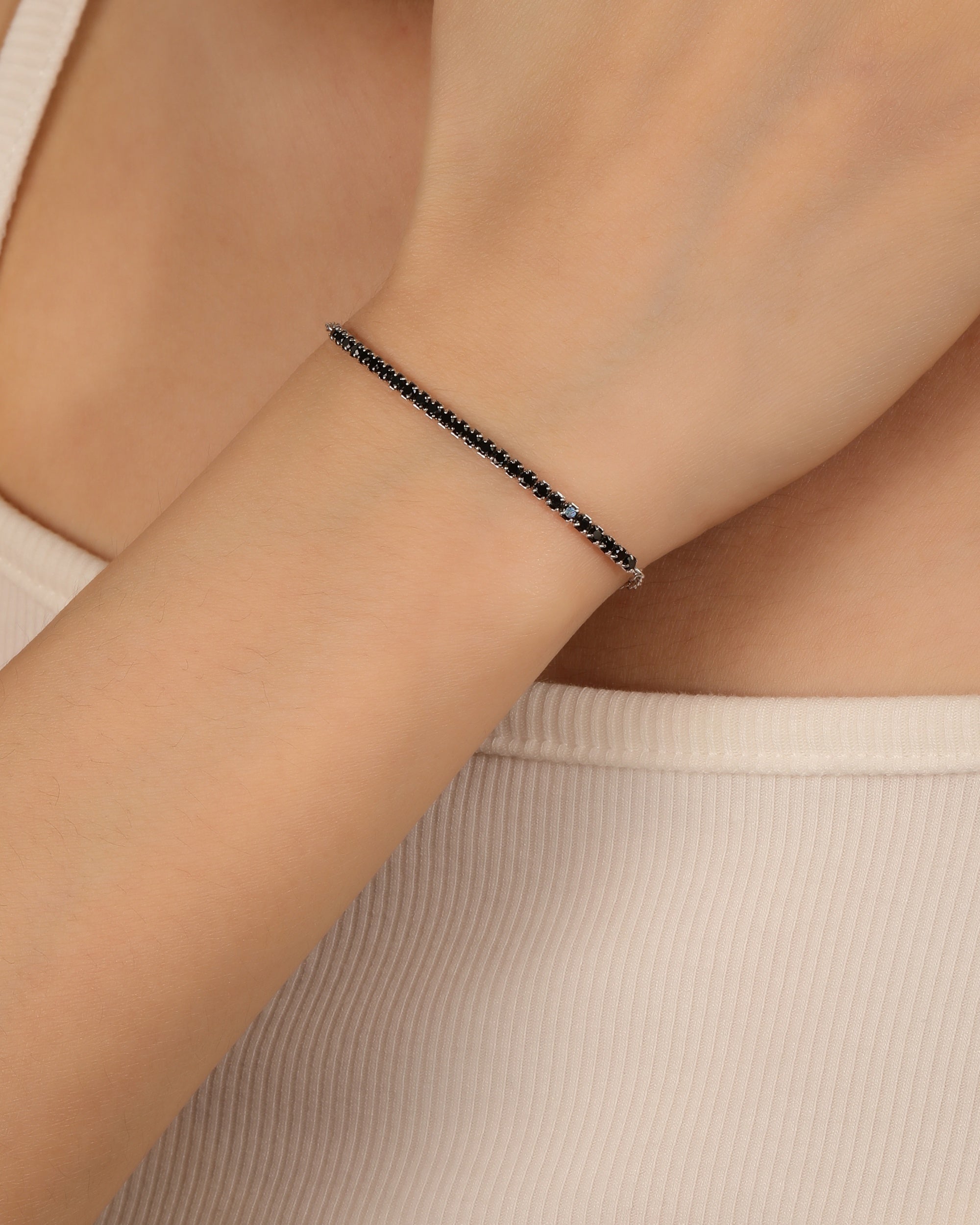 Pulsera tenis ajustable con circonia redonda 17+3cm en rodizado