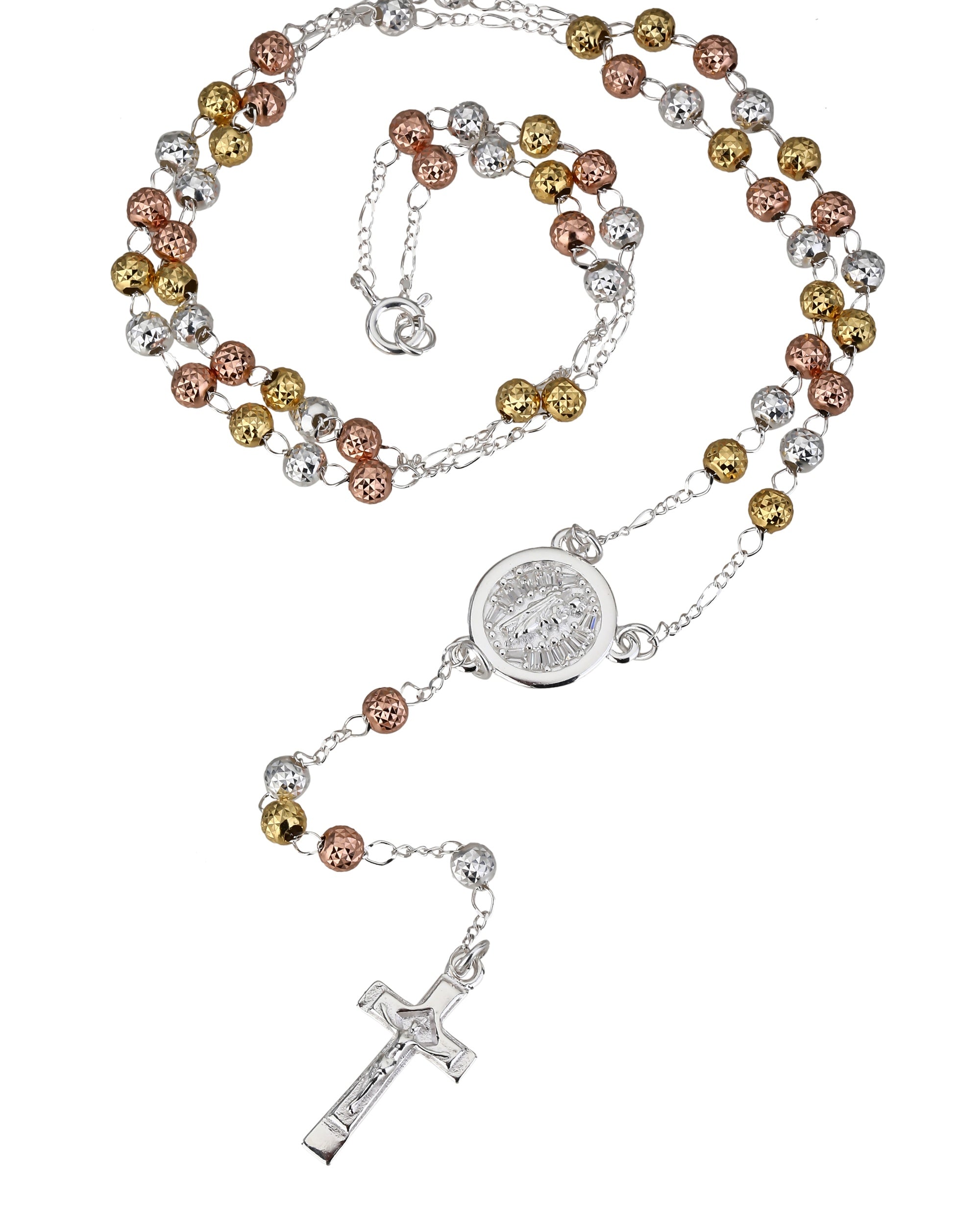 Rosario de san judas con circonia blanca 4mm en florentino