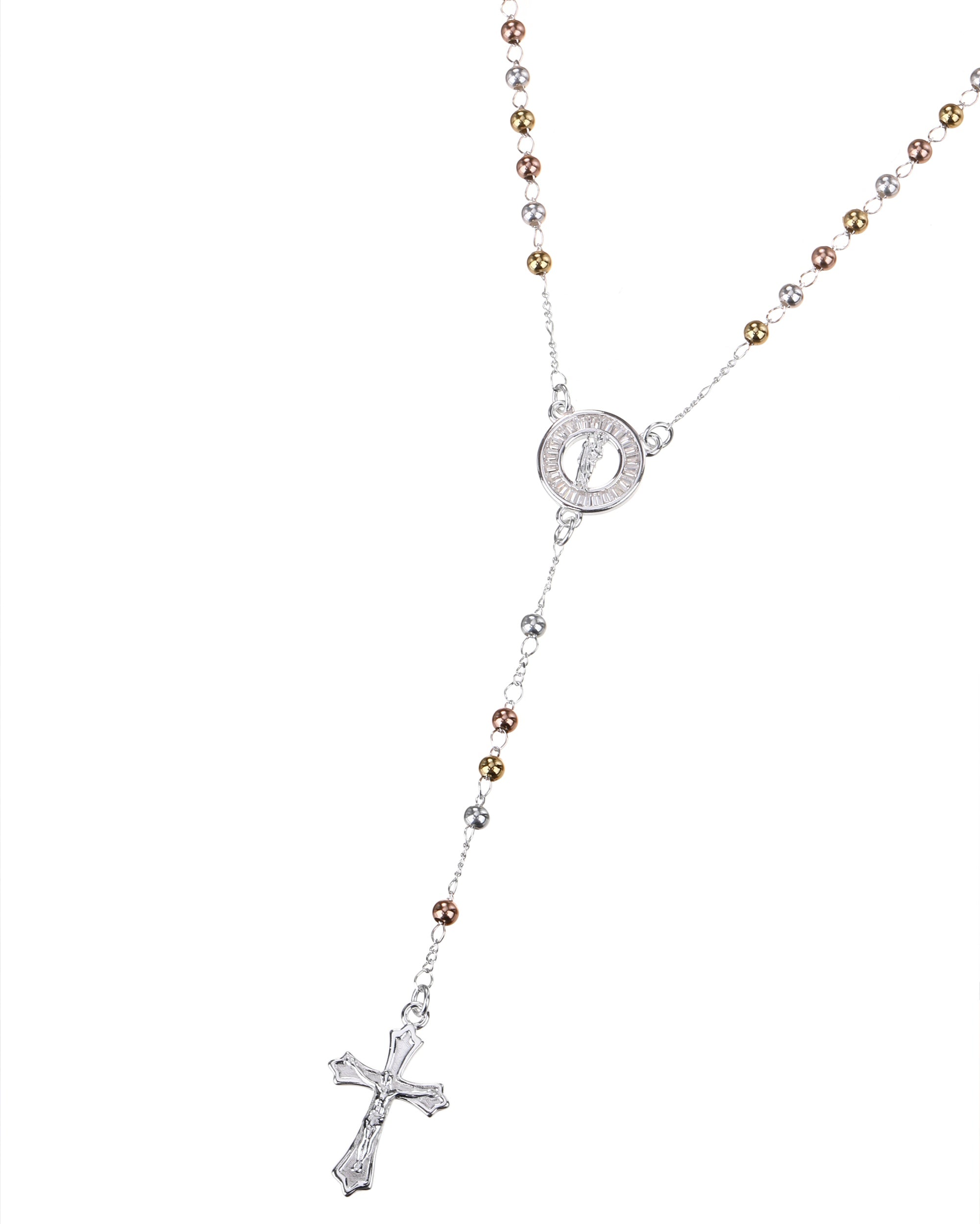 Rosario de san judas con circonia blanca 3mm en florentino
