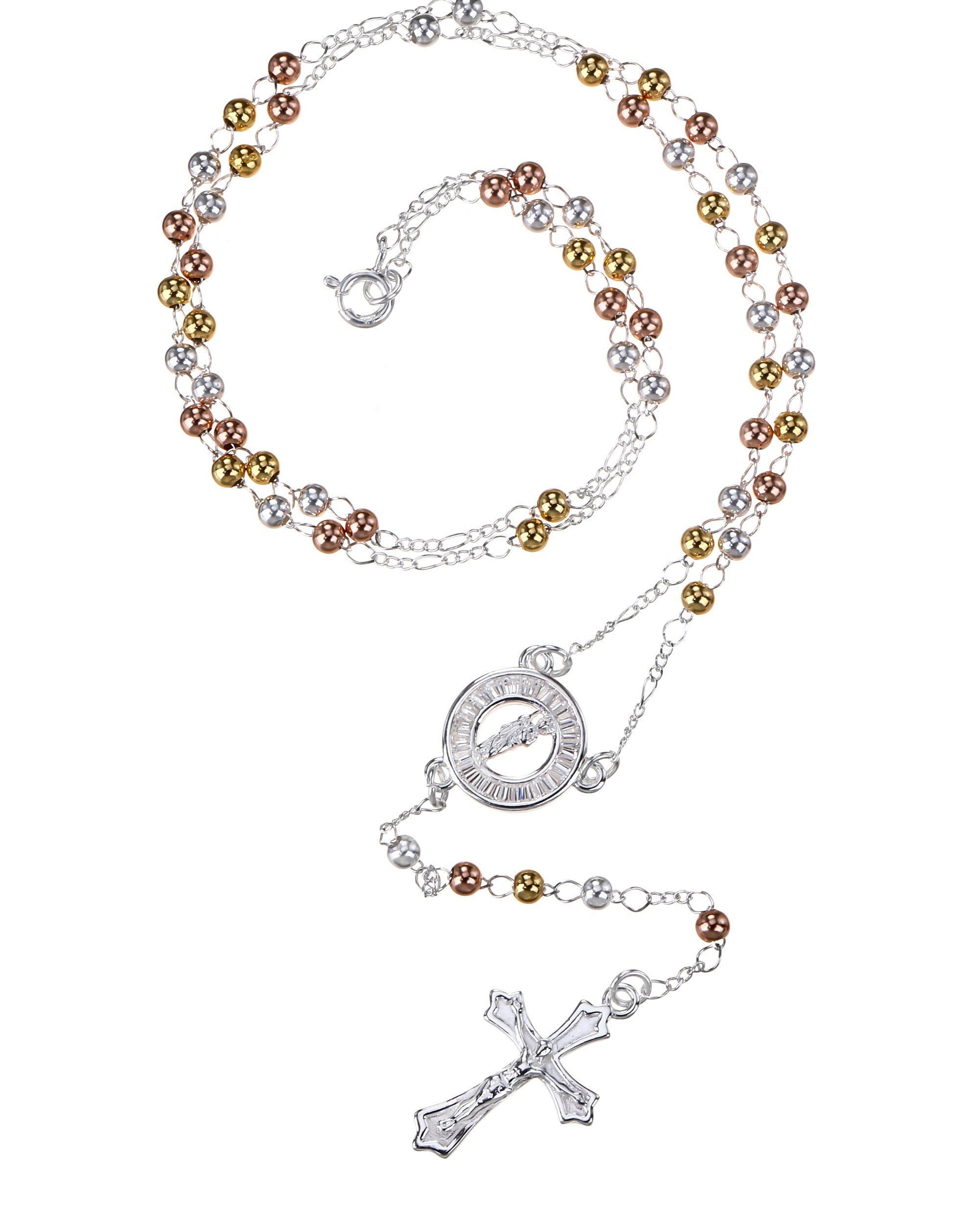 Rosario de san judas con circonia blanca 3mm en florentino