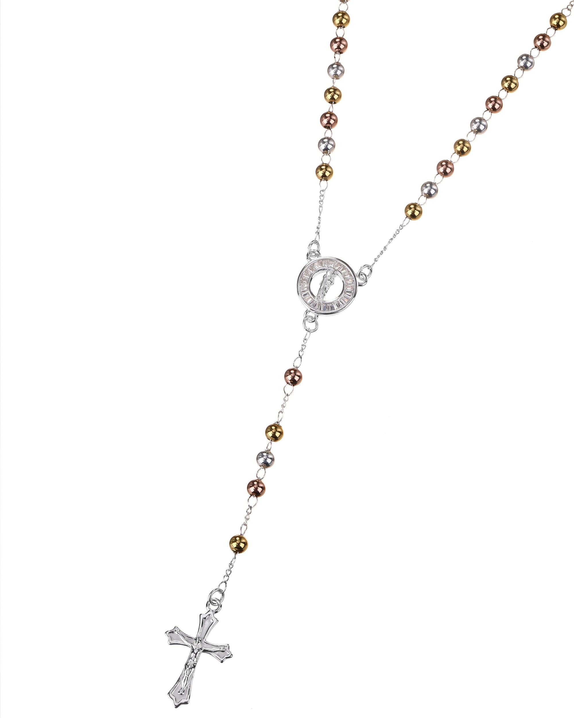 Rosario de san judas con circonia blanca 4mm en florentino